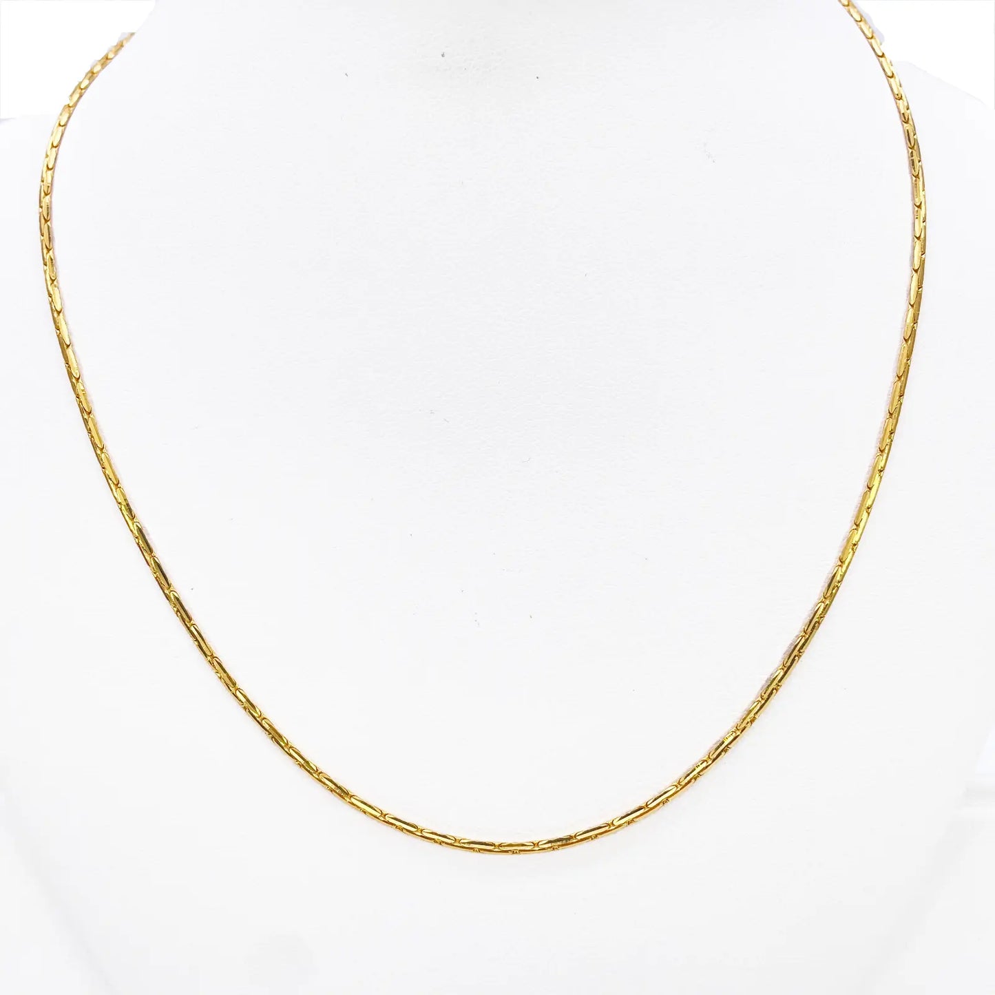 22ct Yellow Gold High Polished Bar Link Chain Necklace 18 inches 1.4mm Width  Chains