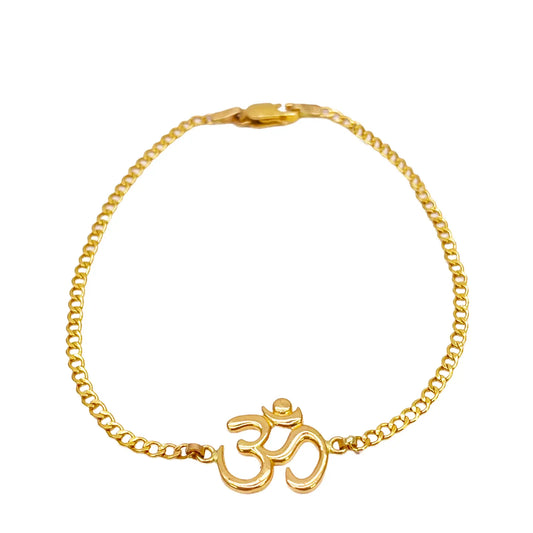 22ct Yellow Gold High Polished OM Bracelet 7 inches 