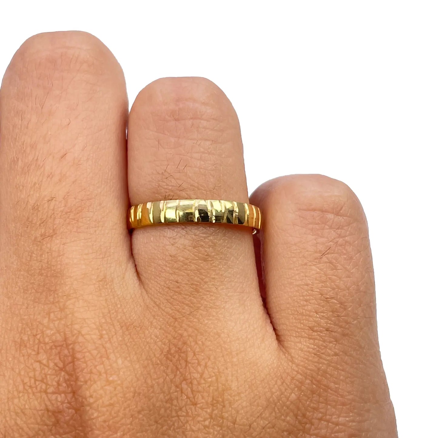 22ct Yellow Gold High Polished & Diamond Cut Stripes Women's Band 3mm  Diamond Bracelets