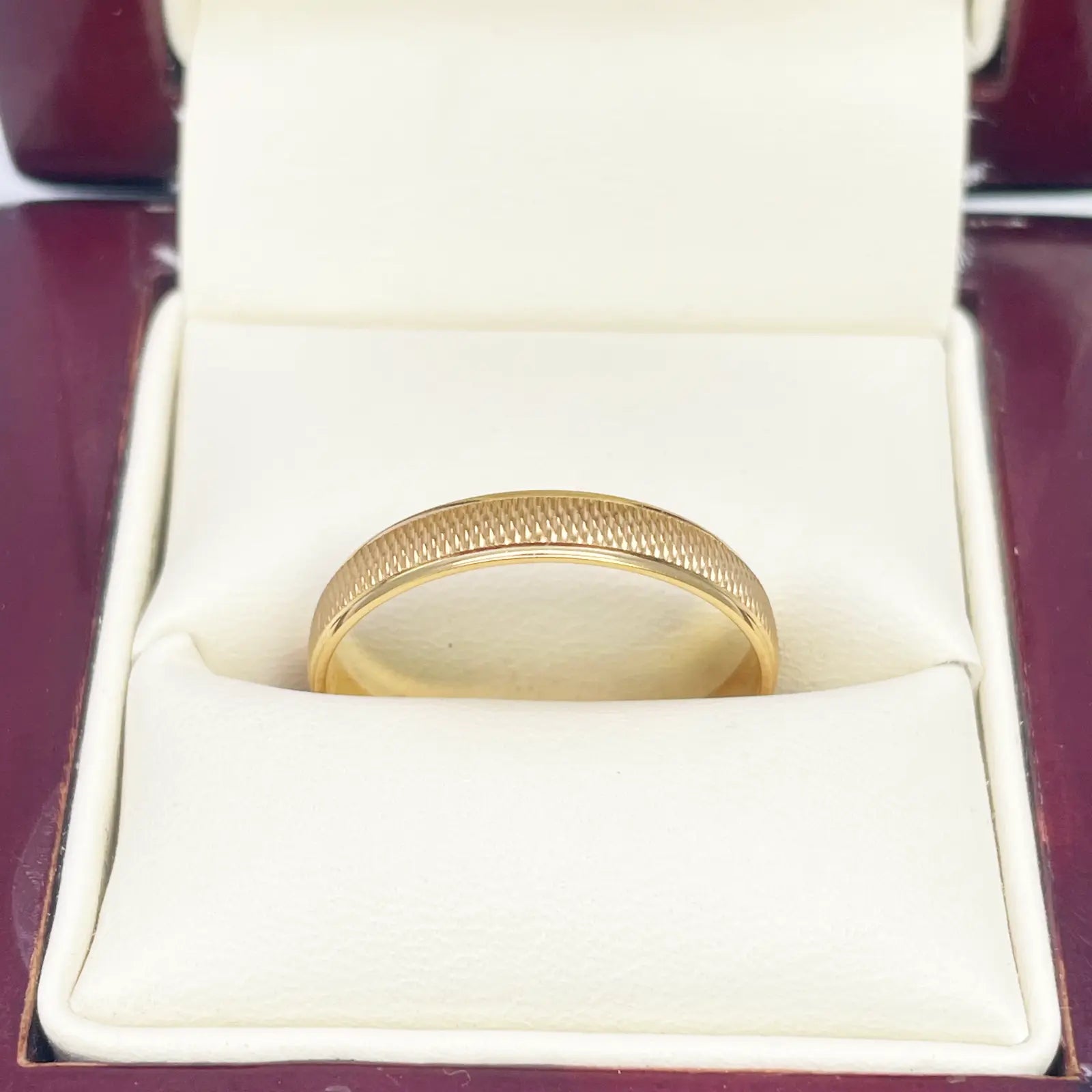 22ct Yellow Gold High Polished & Textured Men's Wedding Band 3.5mm  Gold Ring