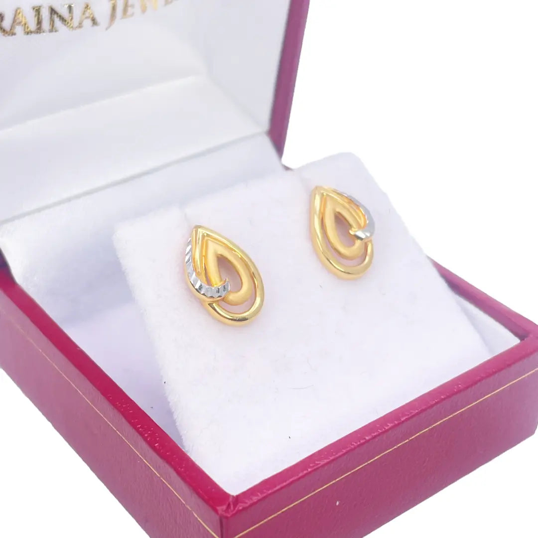 22ct Yellow Gold Leaf Design Stud Earrings  Gold earring