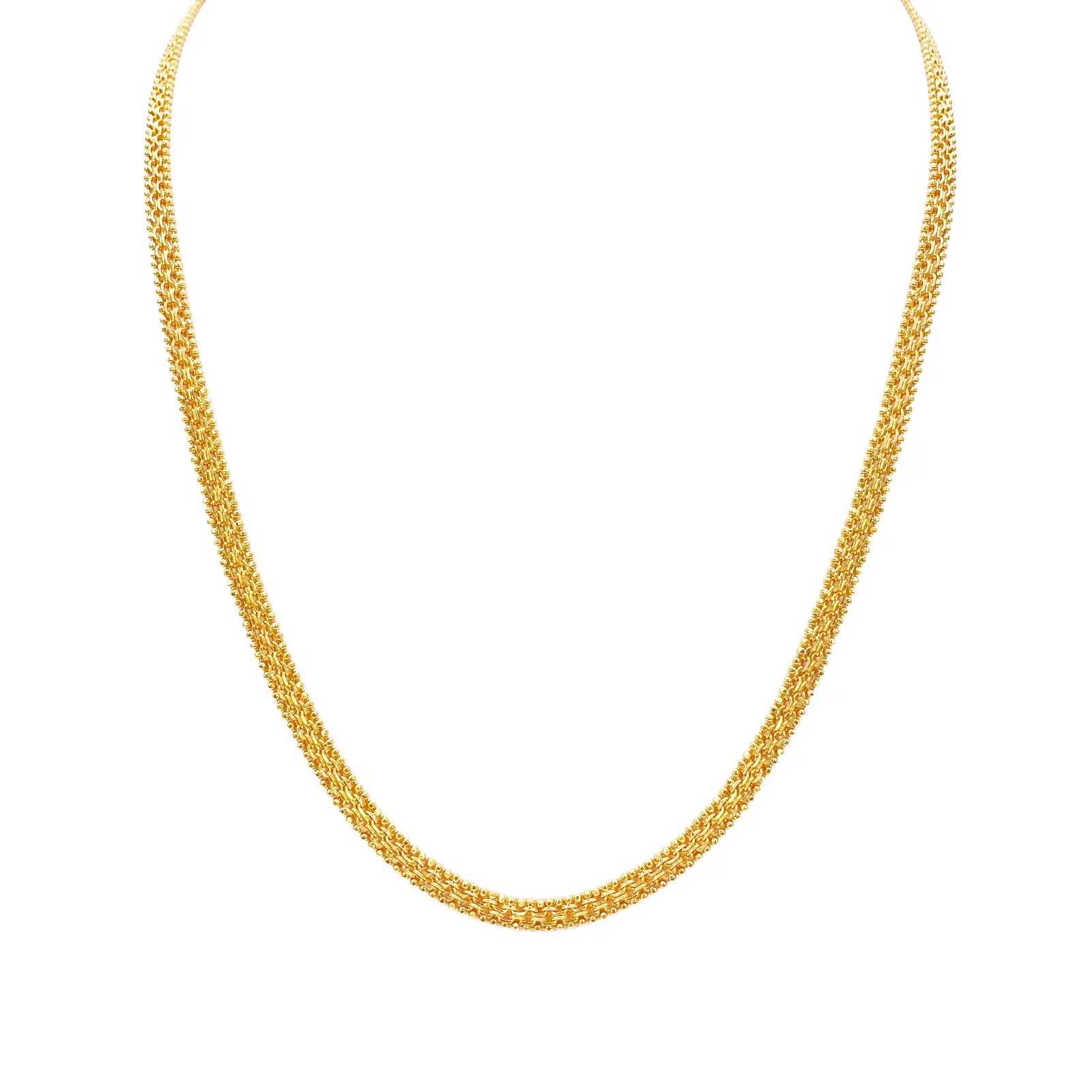 22ct Yellow Gold Mini Beaded Flat Link Chain Necklace 22 Inches 4.5mm Wide  Gold Chain