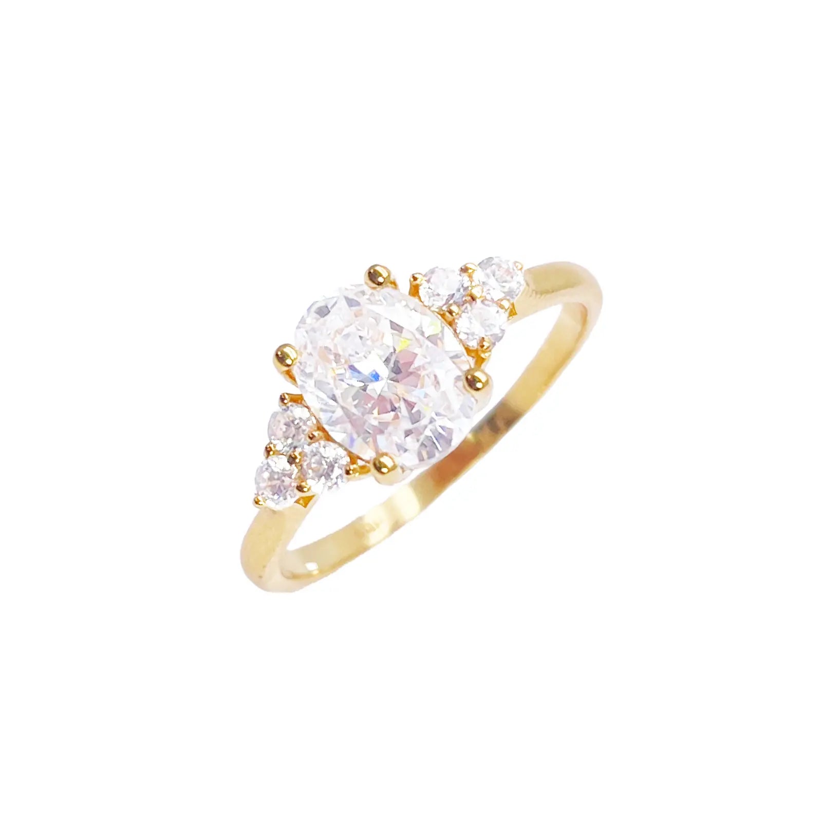 22ct Yellow Gold Oval Cubic Zirconia Engagement Ring 7.9mm Width 