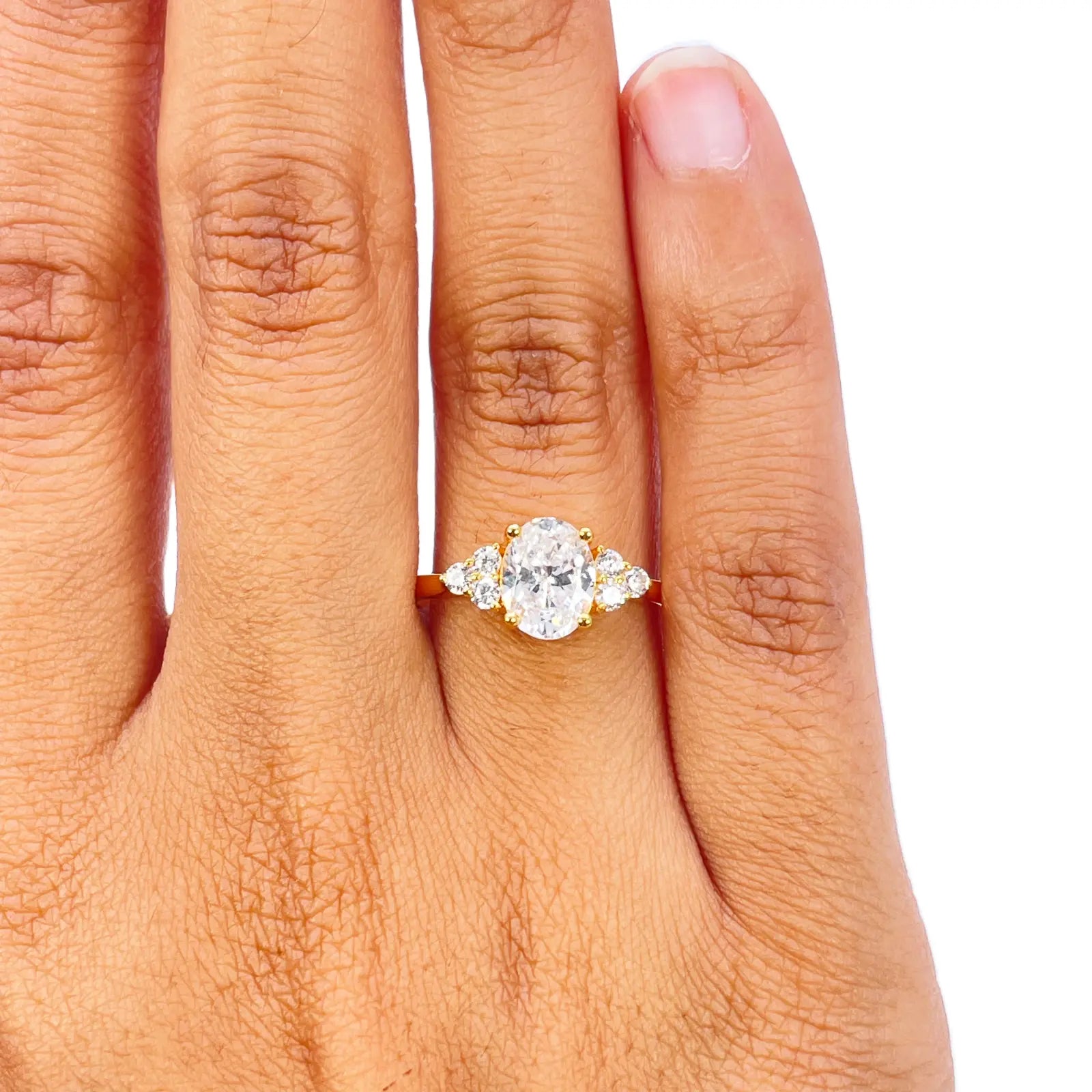 22ct Yellow Gold Oval Cubic Zirconia Engagement Ring 7.9mm Width 