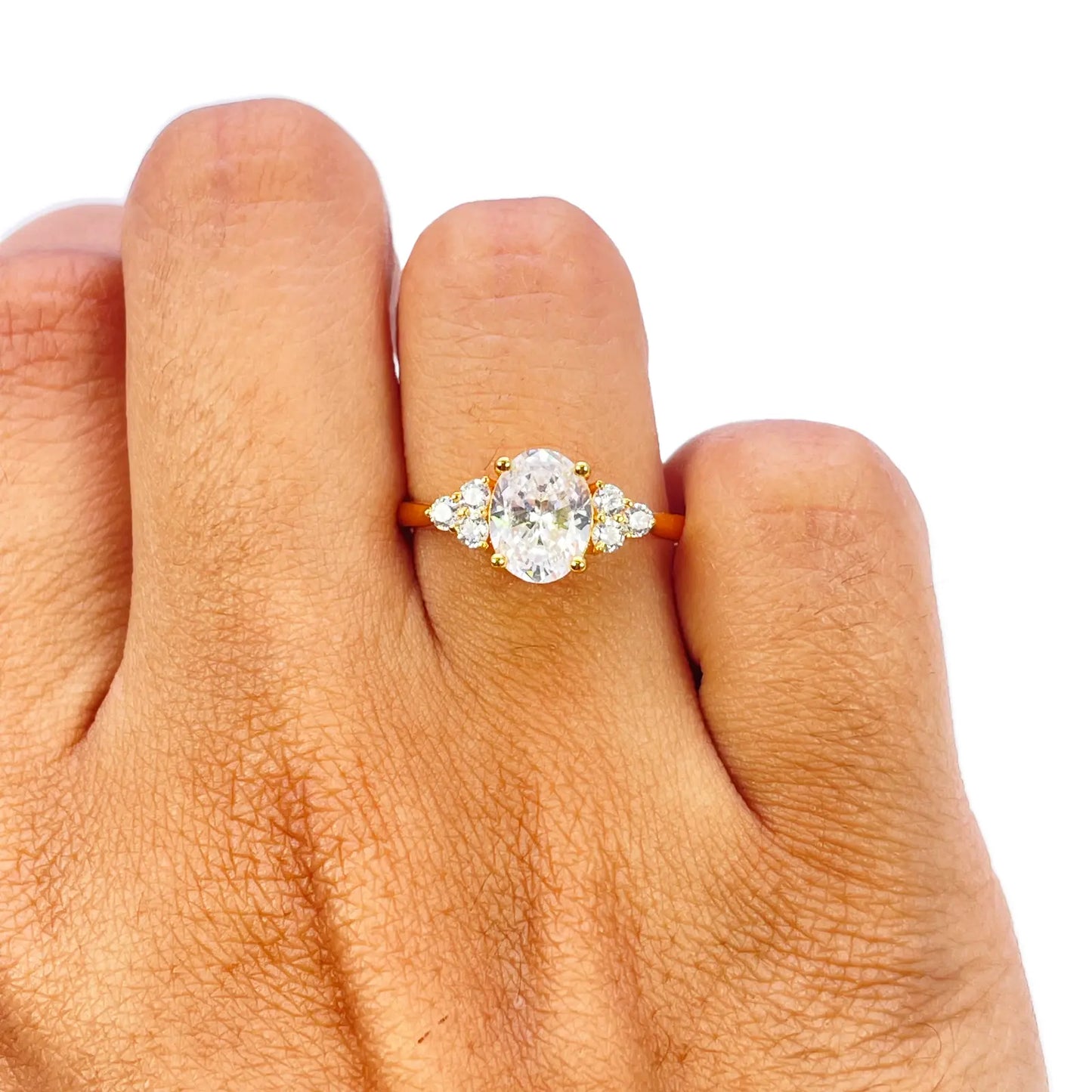 22ct Yellow Gold Oval Cubic Zirconia Engagement Ring 7.9mm Width 
