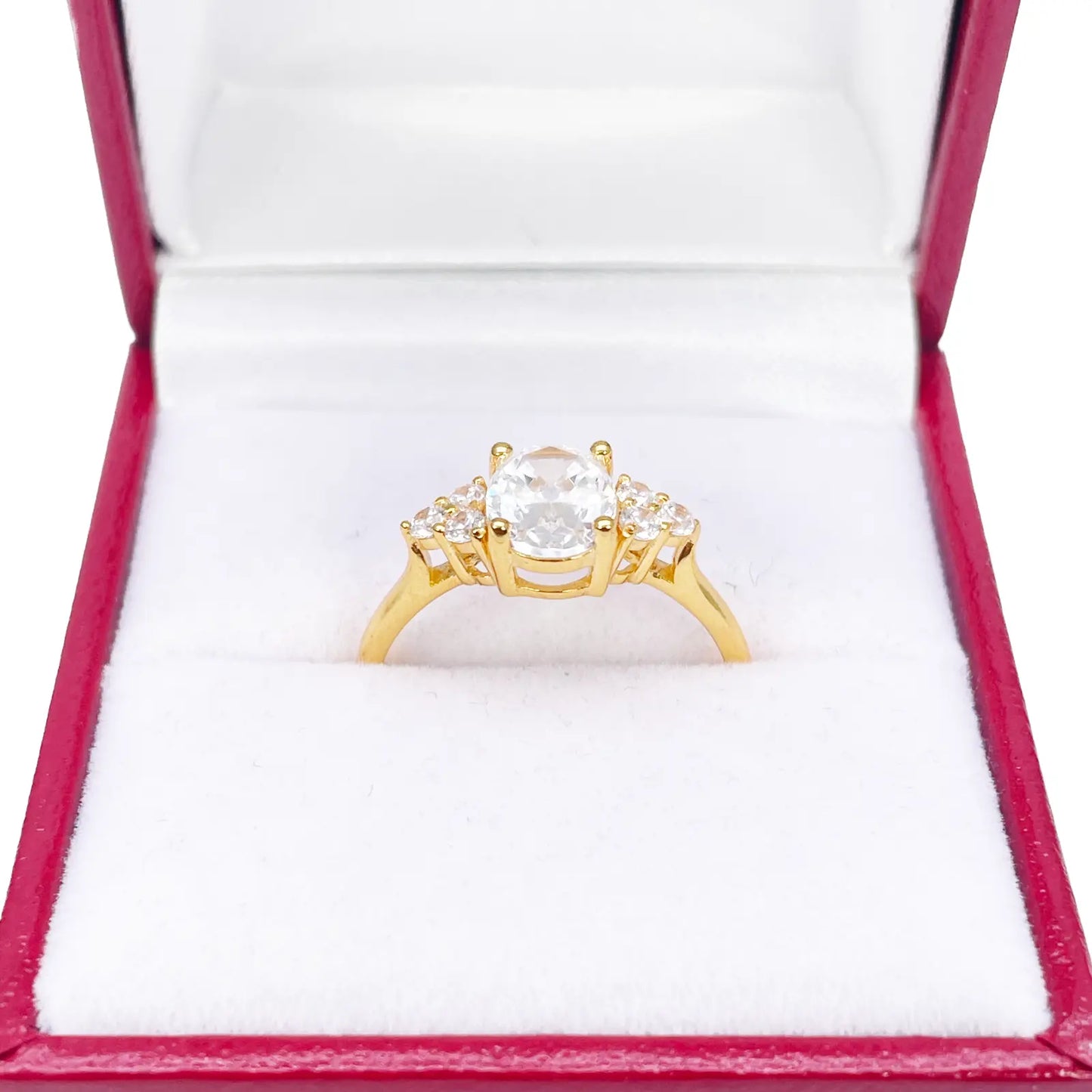 22ct Yellow Gold Oval Cubic Zirconia Engagement Ring 7.9mm Width 