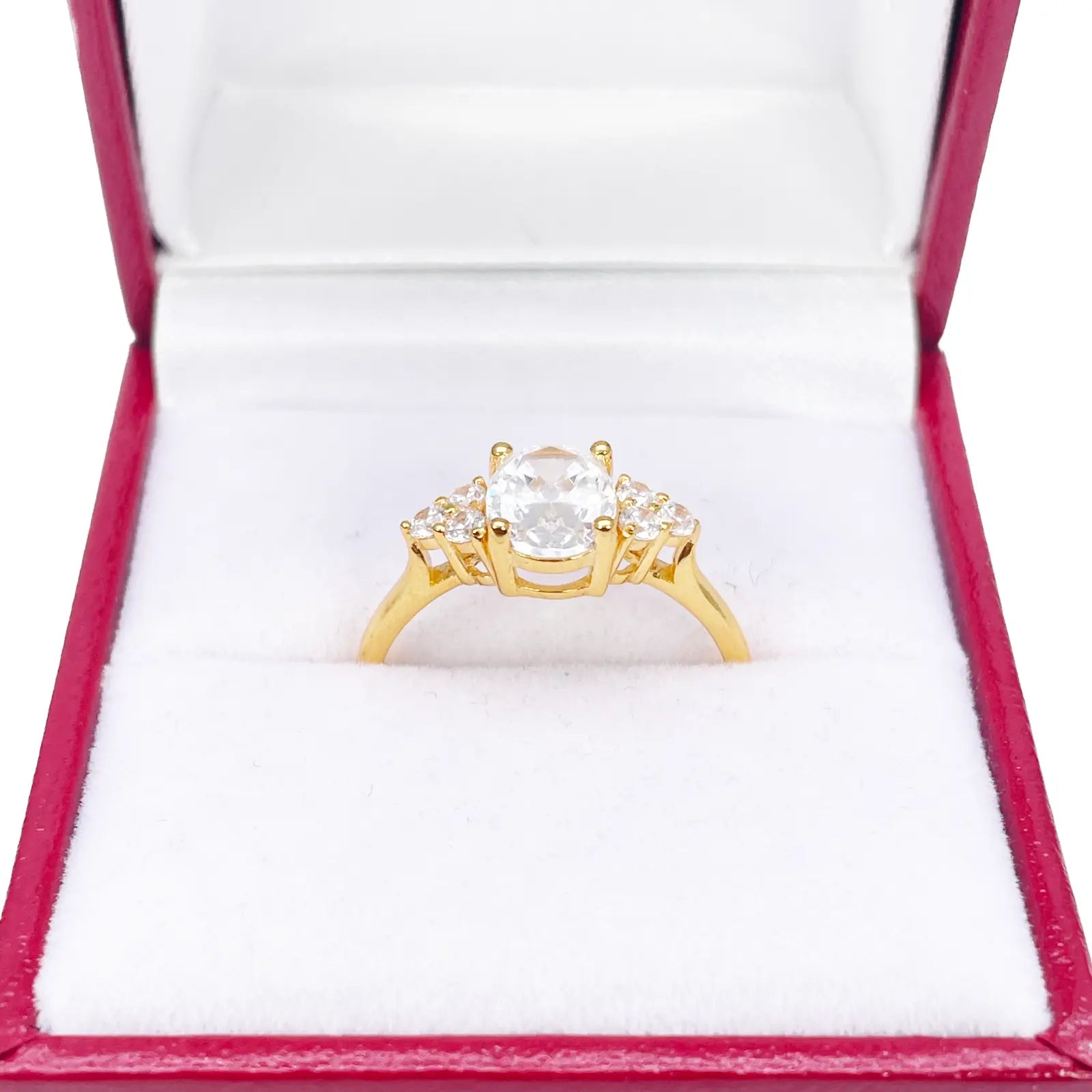 22ct Yellow Gold Oval Cubic Zirconia Engagement Ring 7.9mm Width 