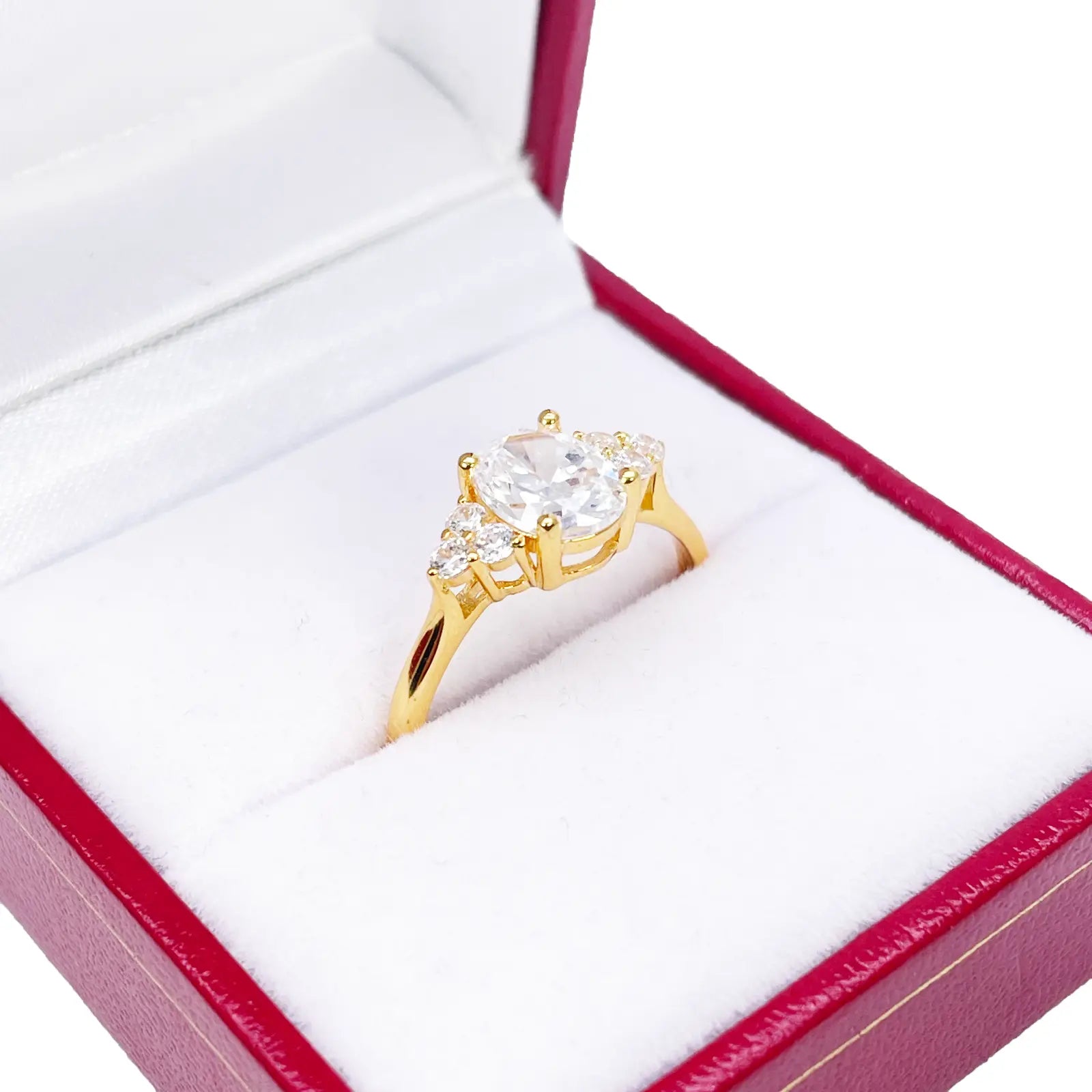 22ct Yellow Gold Oval Cubic Zirconia Engagement Ring 7.9mm Width 