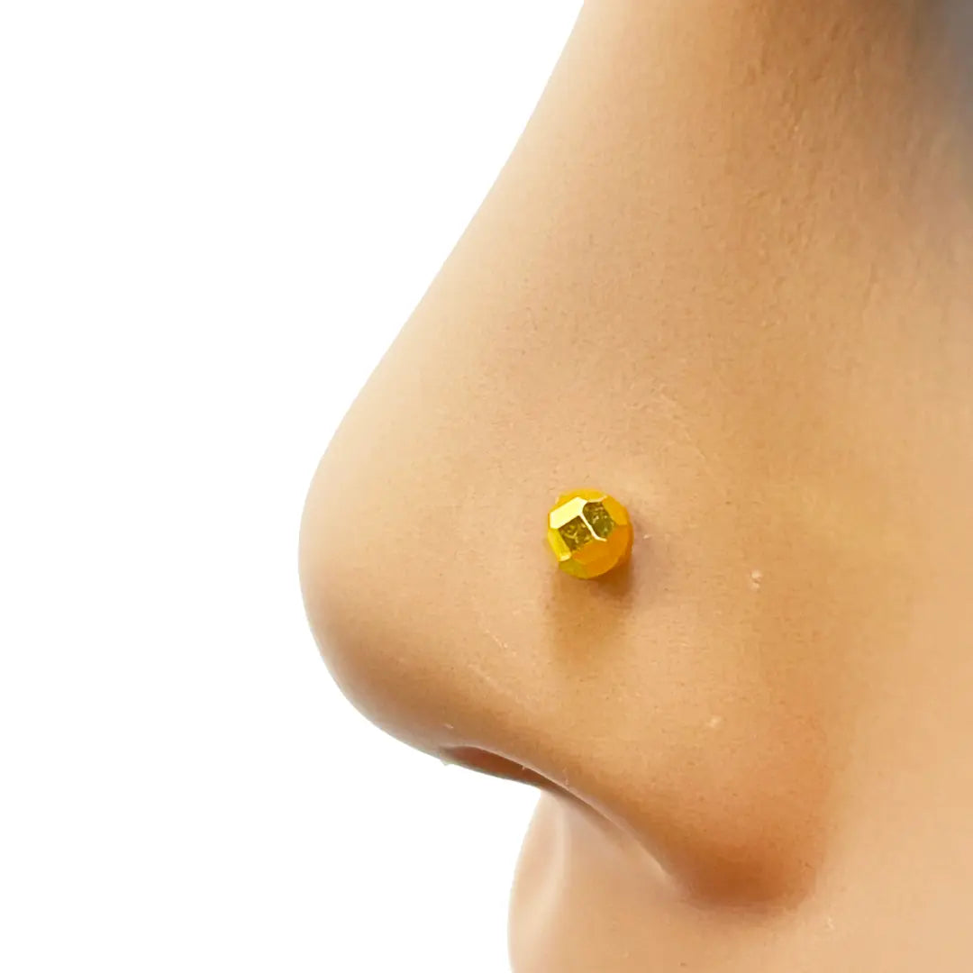 22ct Yellow Gold Plain Gold Diamond Cut design Nose Stud 3.7 MM 
