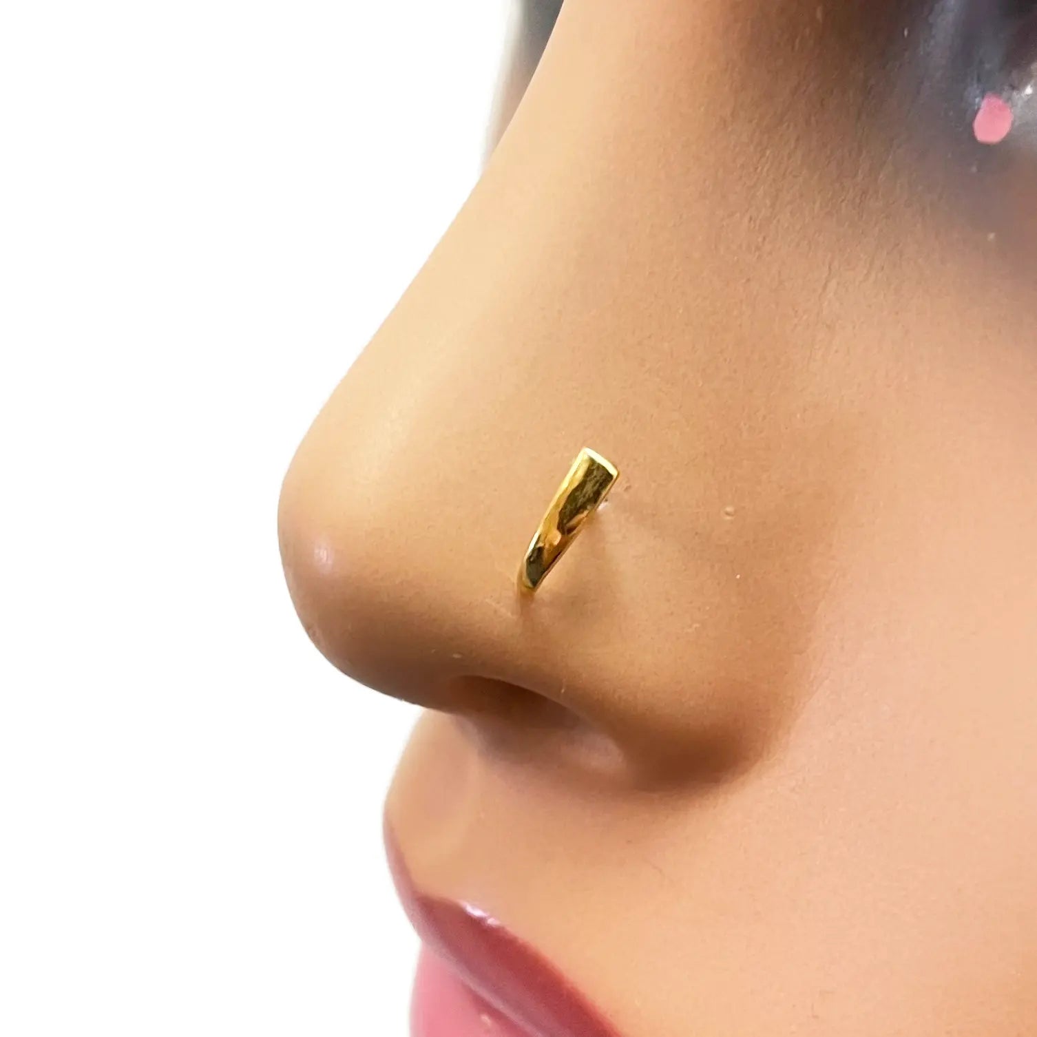 22ct Yellow Gold Plain High Polished Nose Stud/Pin 8mm Length 