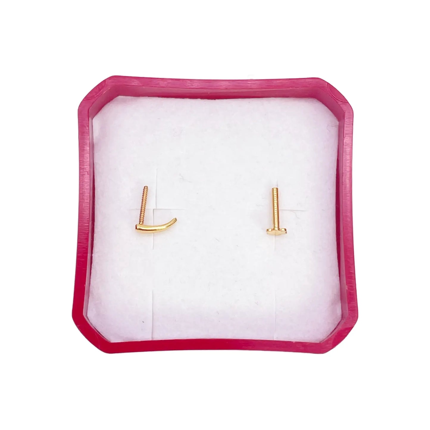 22ct Yellow Gold Plain High Polished Nose Stud/Pin 8mm Length 