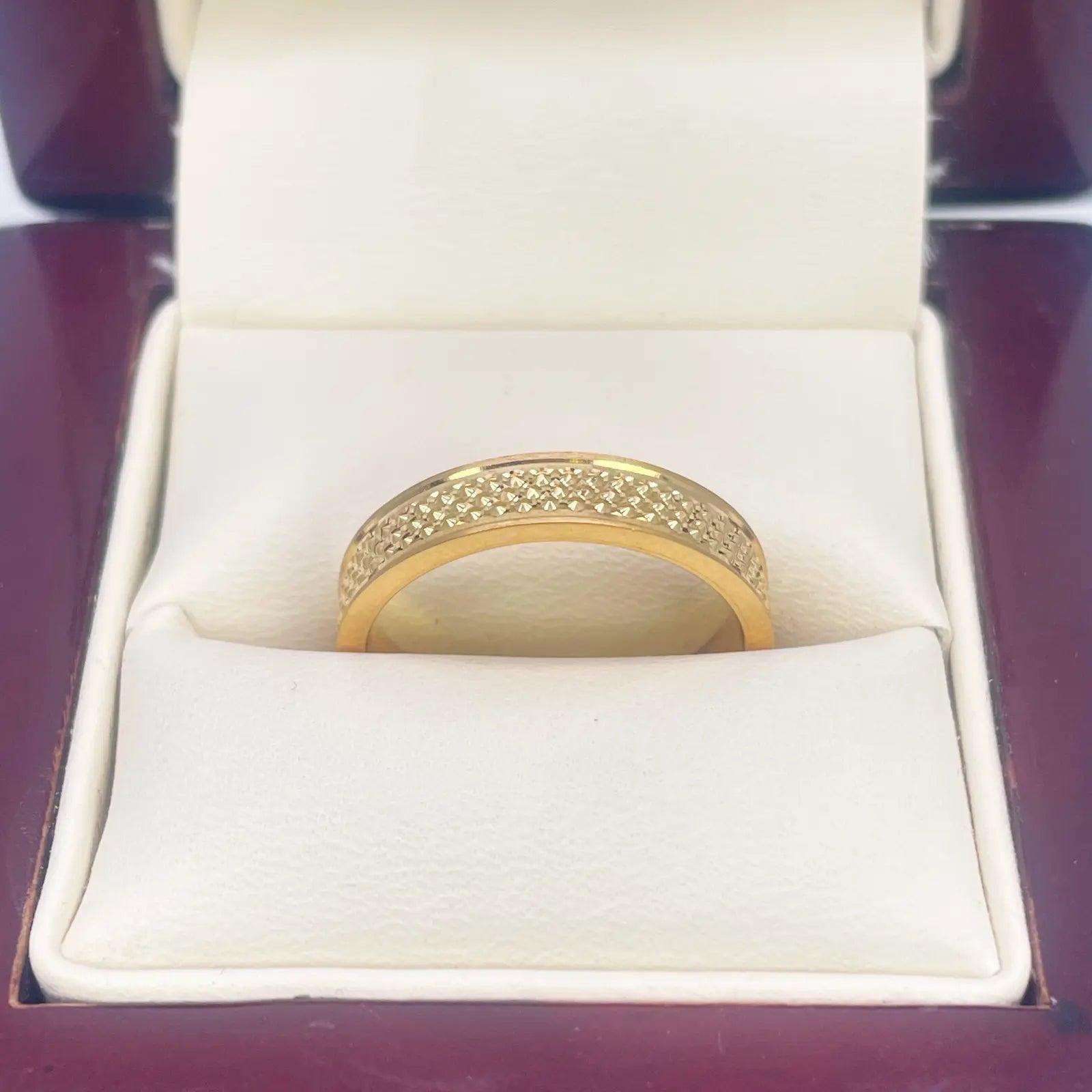 22ct Yellow Gold Unique Textured High Polished Women's Band 4mm 