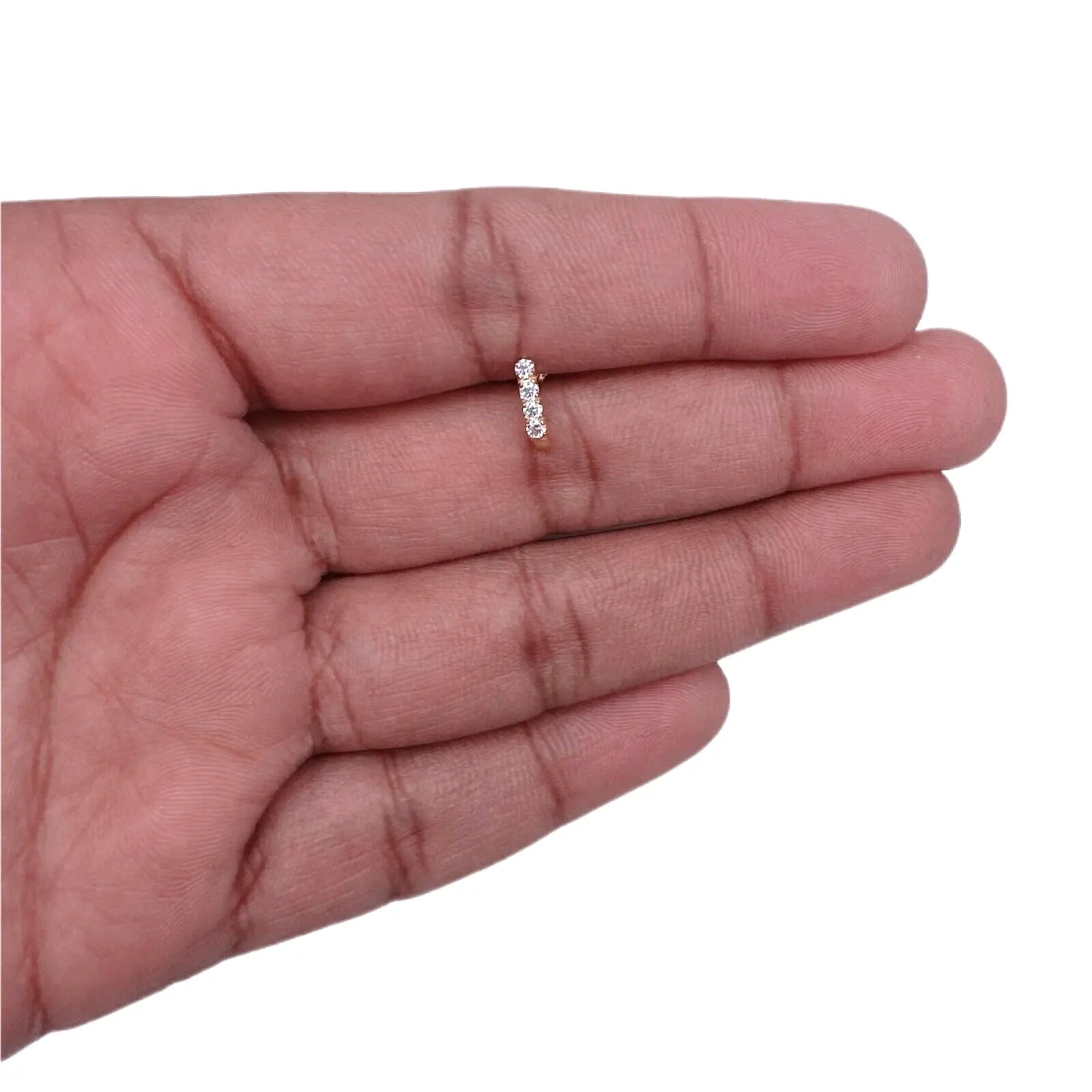 22ct Yellow Gold & Cubic Zirconia J-Bar Four Stone Nose Studs/Nose Pin, 9mm 