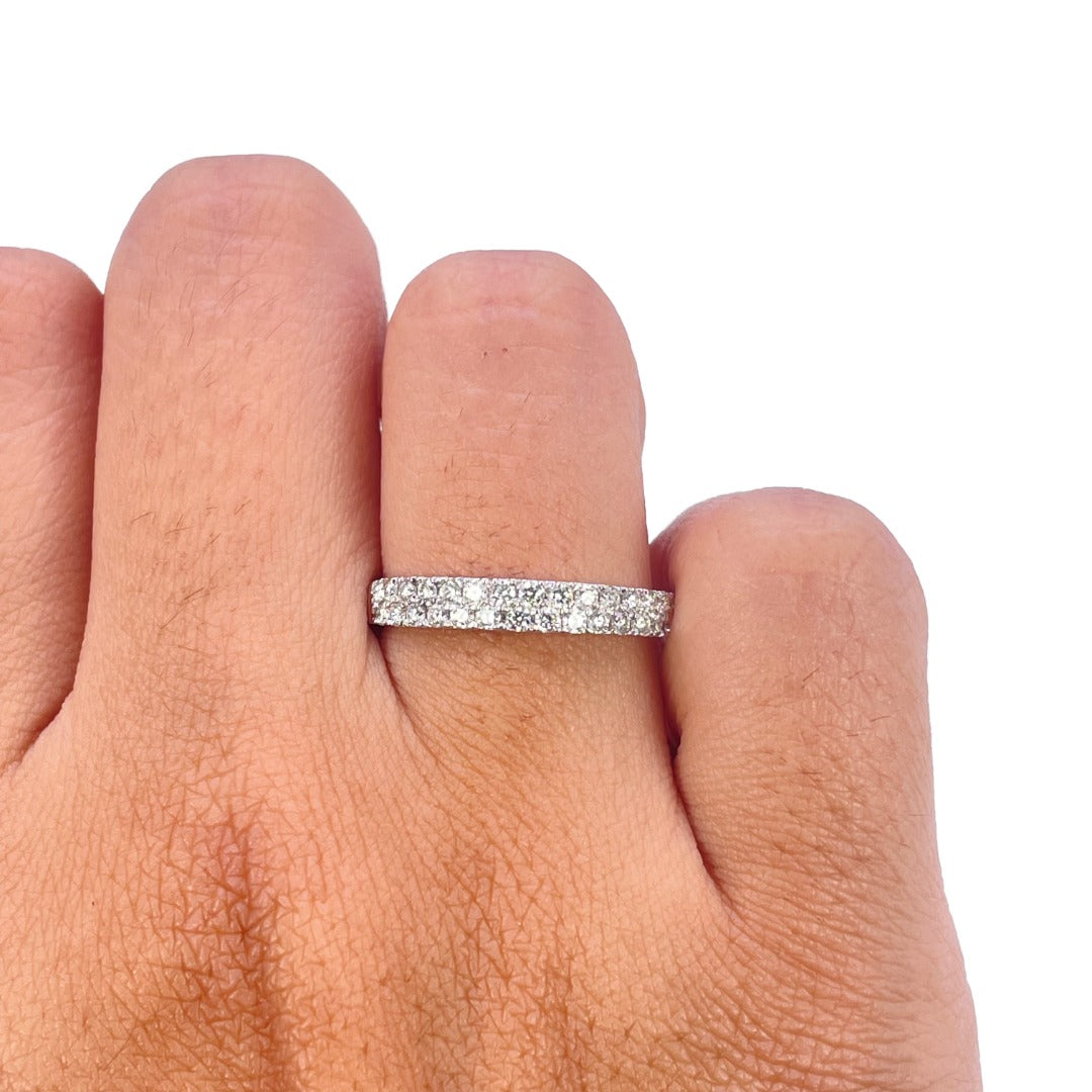 18ct White Gold Natural Diamond Double Row Half Eternity Ring 0.35ct