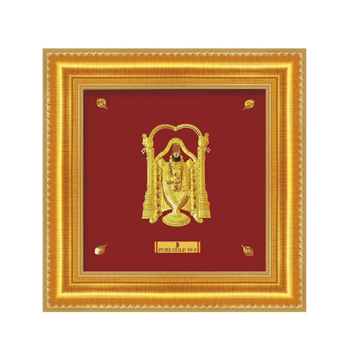 24ct Pure Gold Leaf Venkateswara/Balaji Frame 12.7 x 12.7cm 