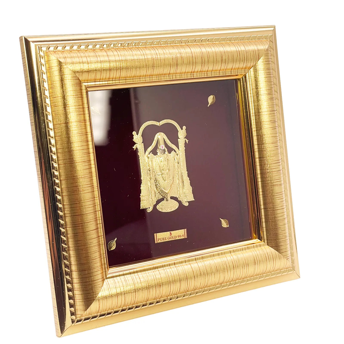 24ct Pure Gold Leaf Venkateswara/Balaji Frame 12.7 x 12.7cm 