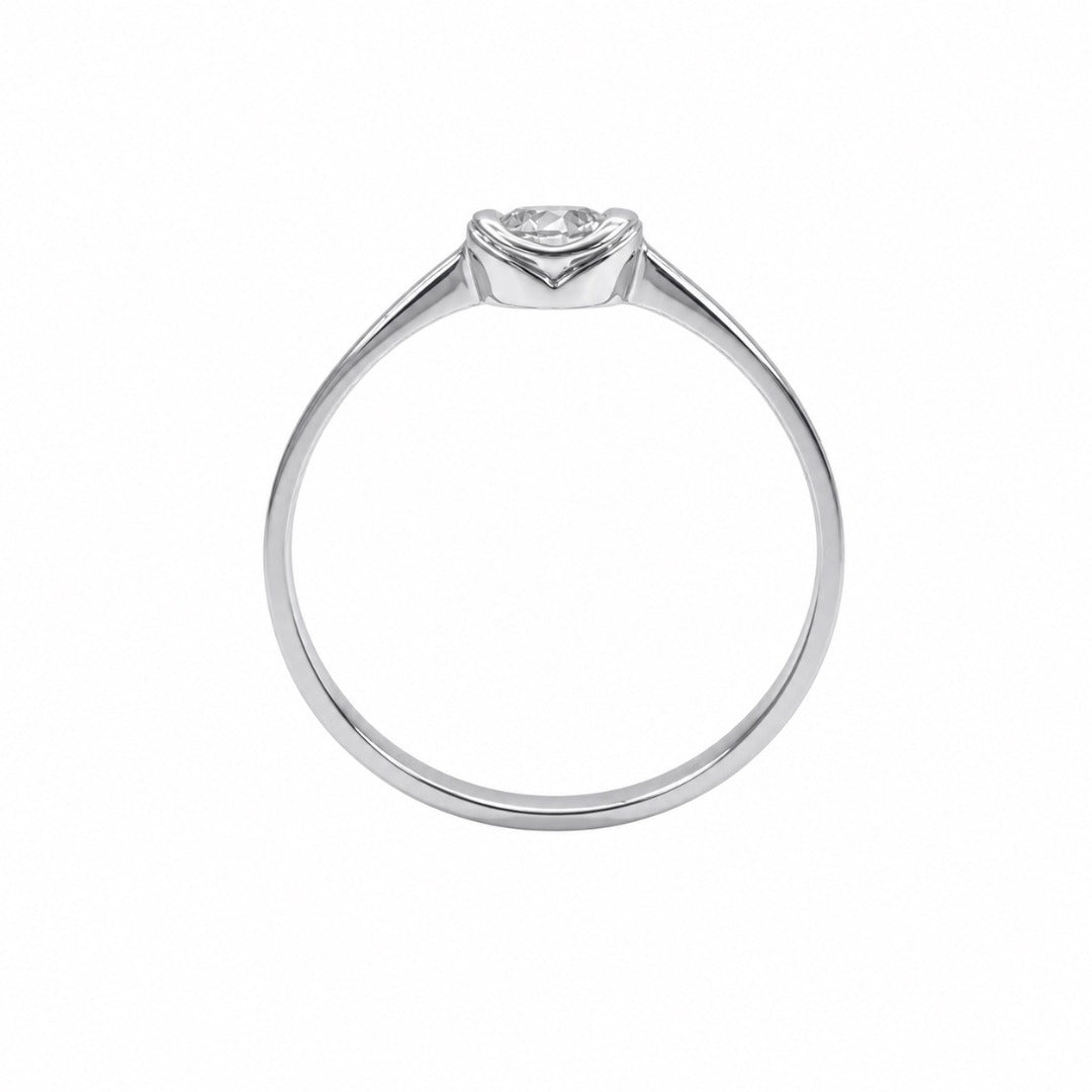 18ct White Gold Natural Diamond Bezel Set Solitaire Ring Minimalist 0.20ct