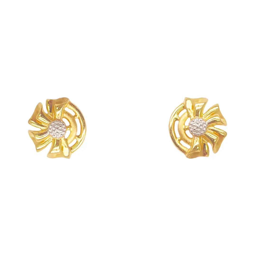 22ct Yellow Gold Diamond Cut Design Two Tone Earrings, Pendant & Chain Necklace 