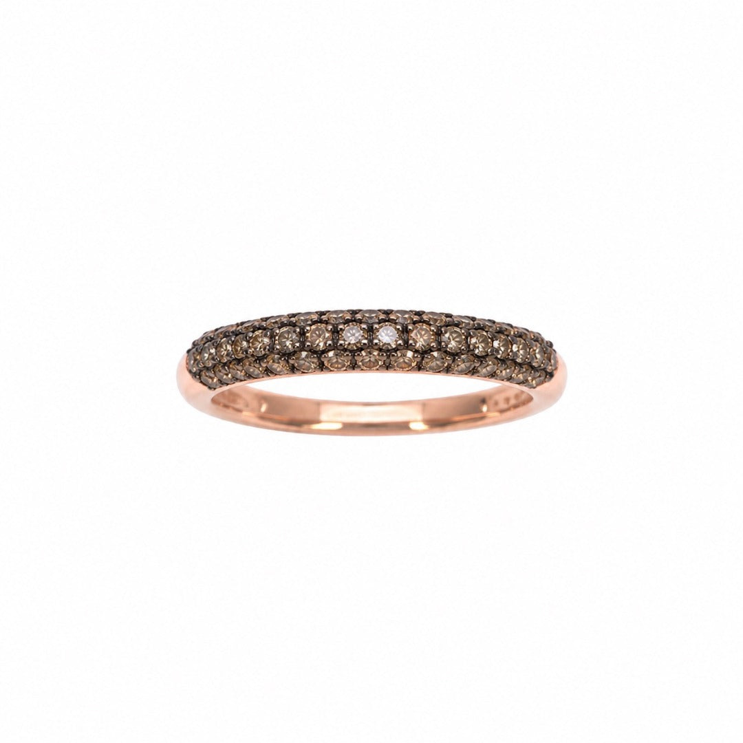 14ct Rose Gold Natural Champagne Diamond Dome Pav Ring 0.36ct