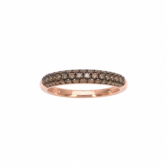14ct Rose Gold Natural Champagne Diamond Dome Pav Ring 0.36ct