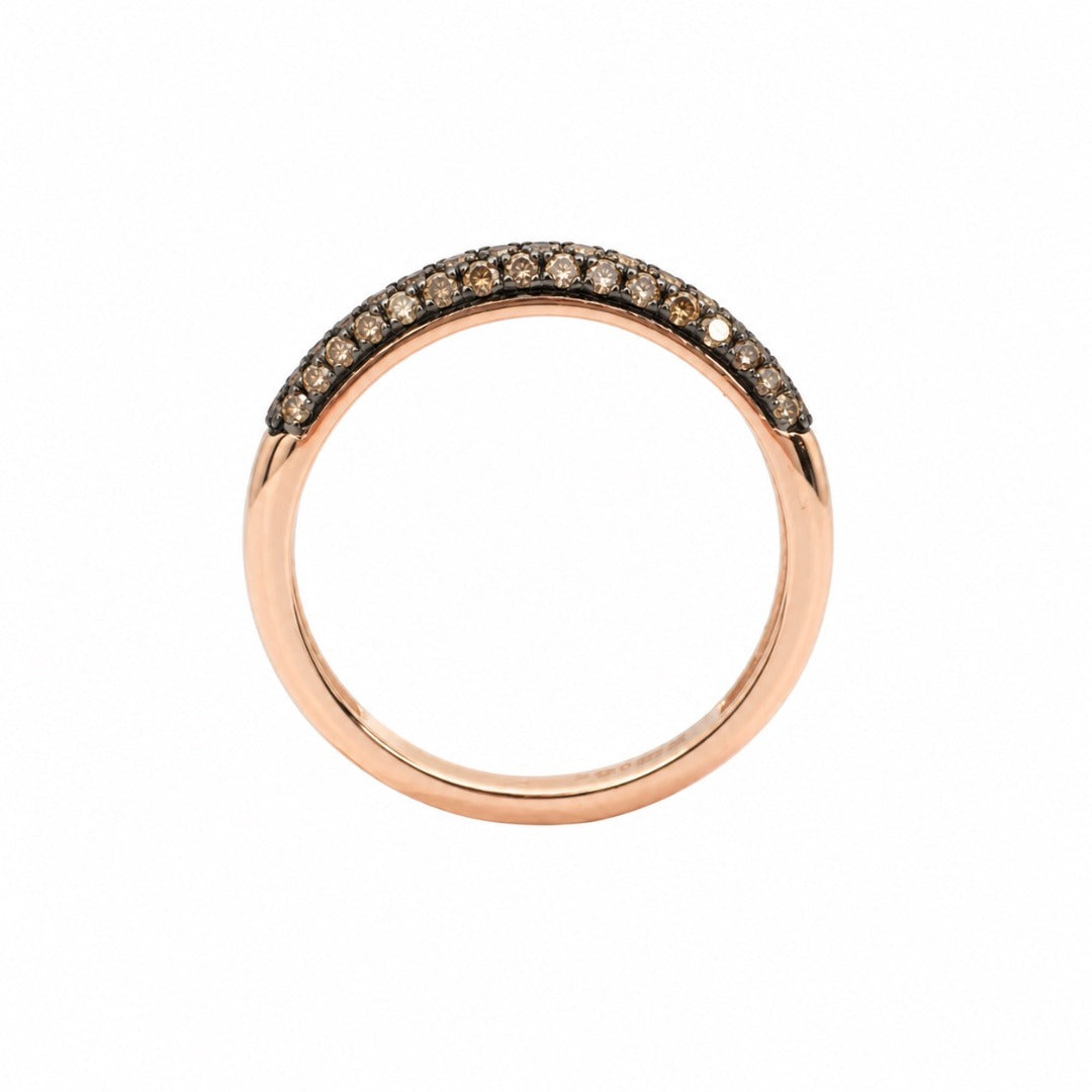 14ct Rose Gold Natural Champagne Diamond Dome Pav Ring 0.36ct