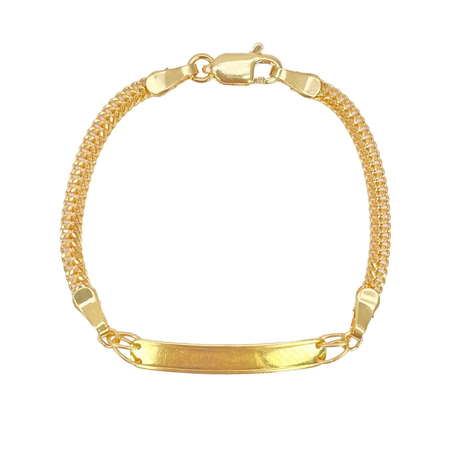 22ct Yellow Gold Kids' Engravable Bar Curb Chain Bracelet - 5 Inch