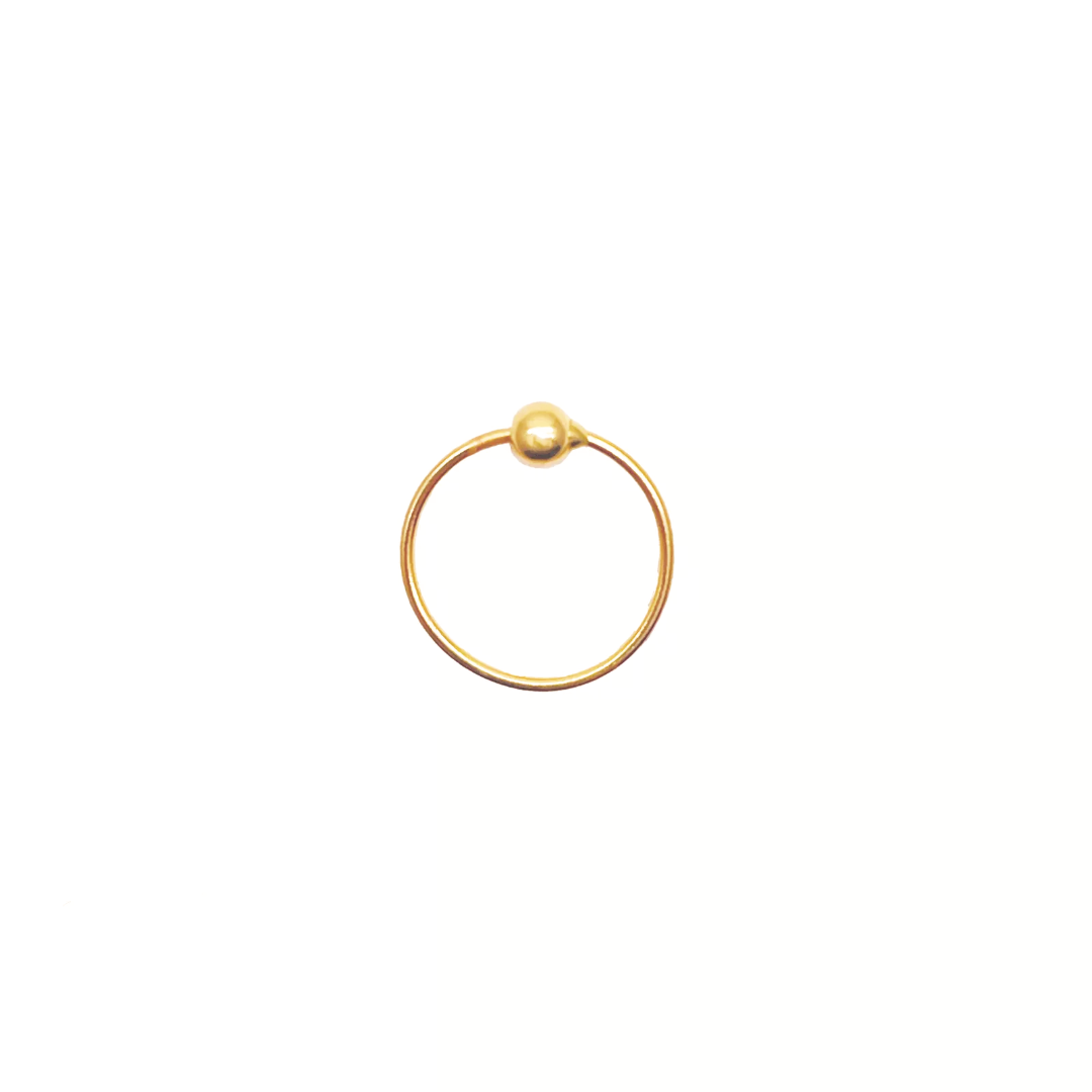 22ct Plain Polished Yellow Gold Single Nose Ring 10mm