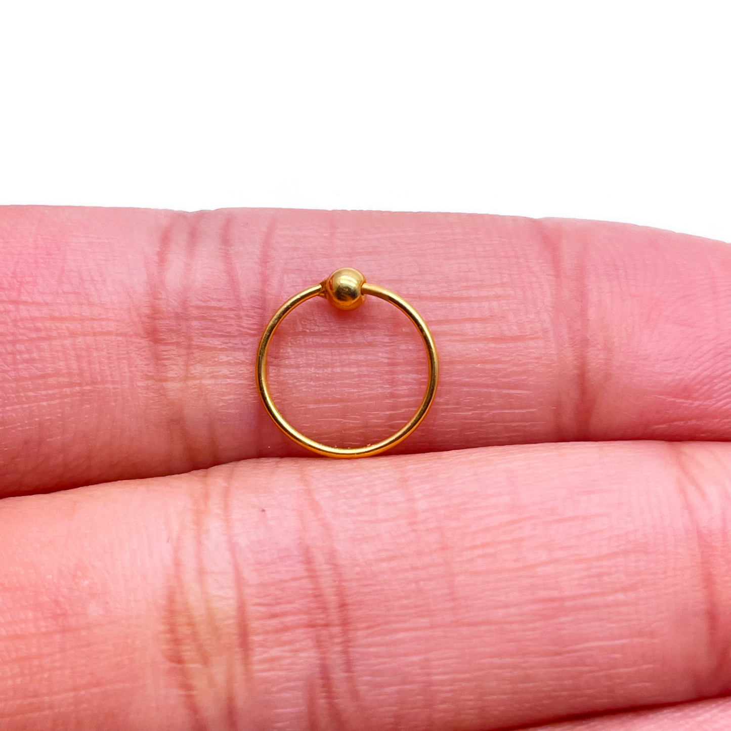 22ct Plain Polished Yellow Gold Single Nose Ring 10mm