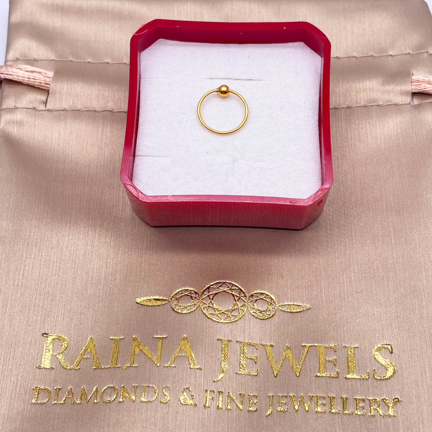 22ct Plain Polished Yellow Gold Single Nose Ring 10mm