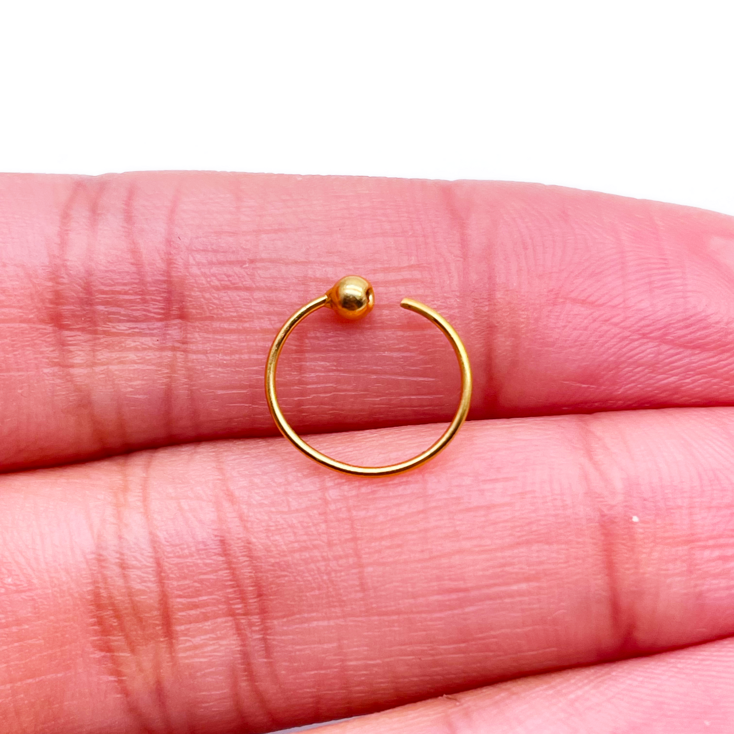 22ct Plain Polished Yellow Gold Single Nose Ring 10mm