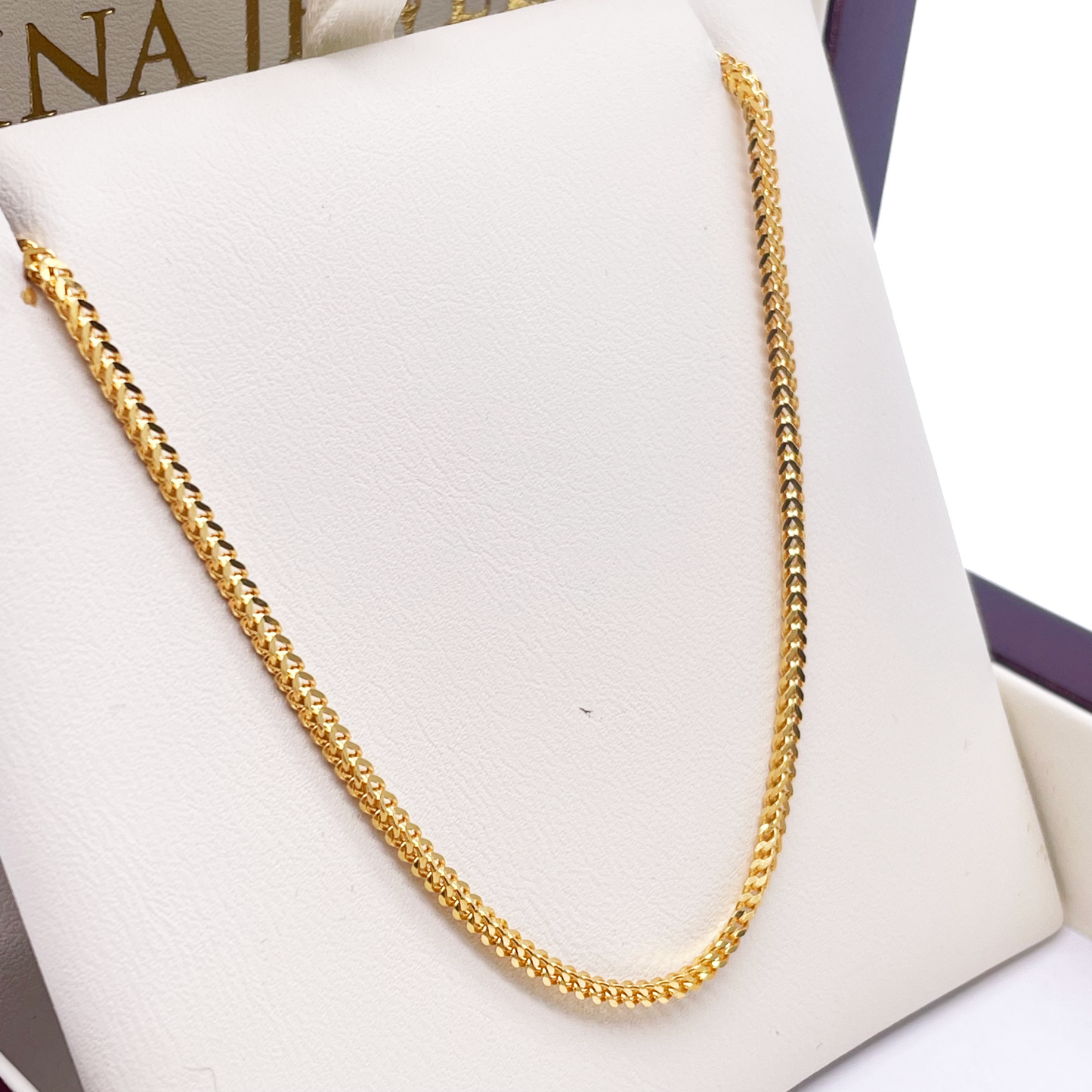 22ct Yellow Gold Foxtail Chain Necklace 22 Inch 1.8mm Width