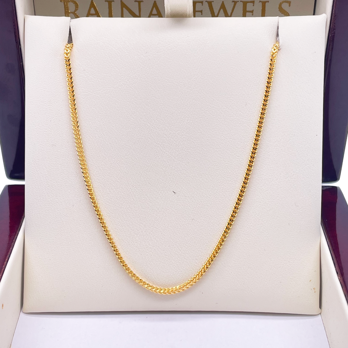 22ct Yellow Gold Solid Foxtail Chain Necklace 18'' inches 1.6mm Width