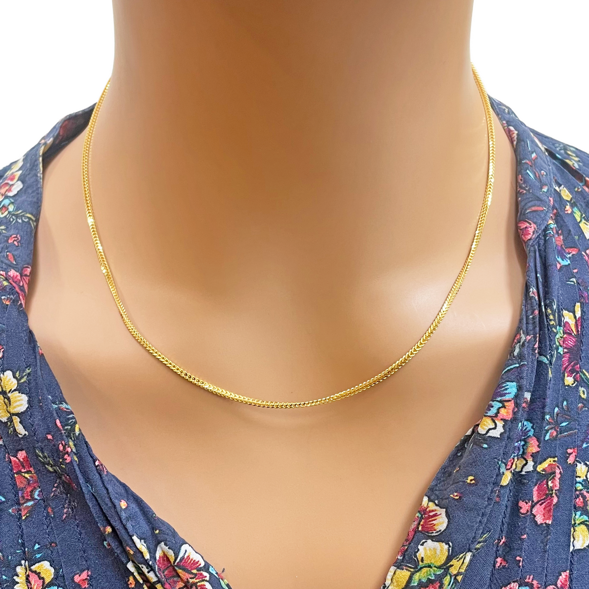 22ct Yellow Gold Solid Foxtail Chain Necklace 18'' inches 1.6mm Width