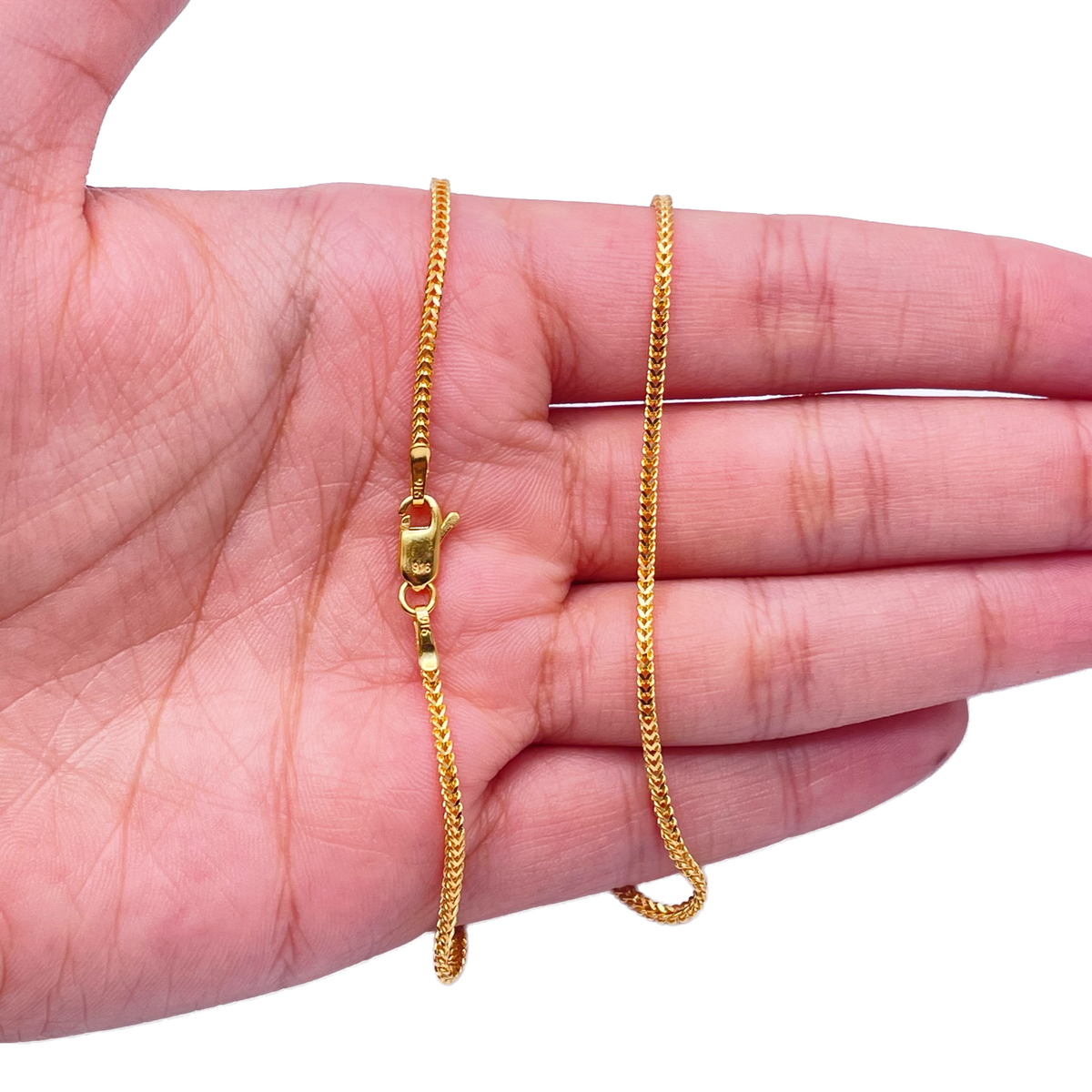 22ct Yellow Gold Solid Foxtail Chain Necklace 18'' inches 1.6mm Width