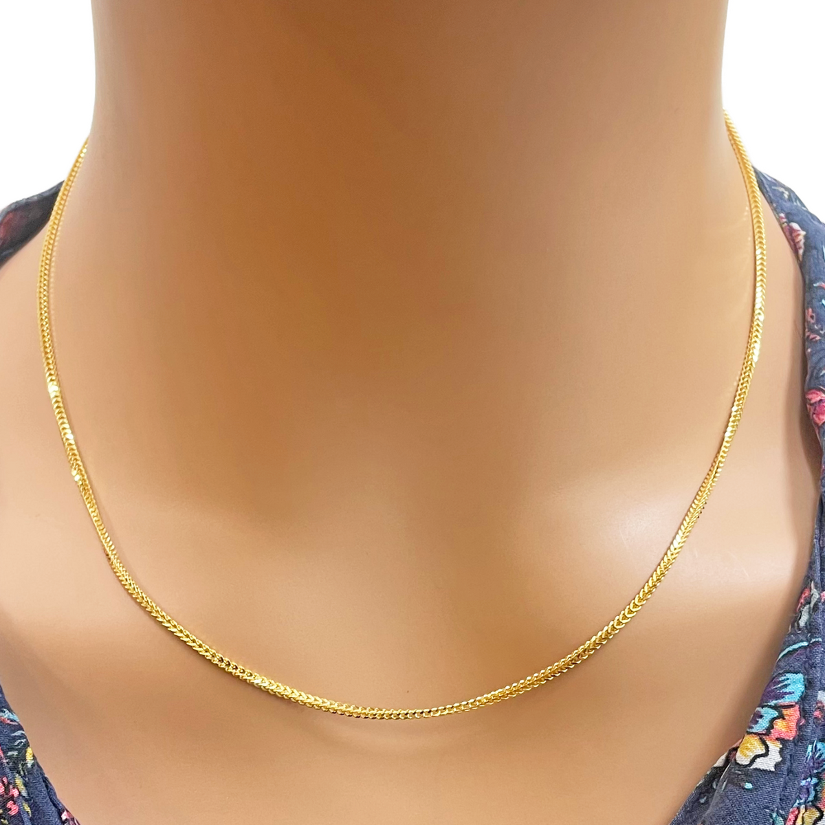 22ct Yellow Gold Solid Foxtail Chain Necklace 18'' inches 1.6mm Width