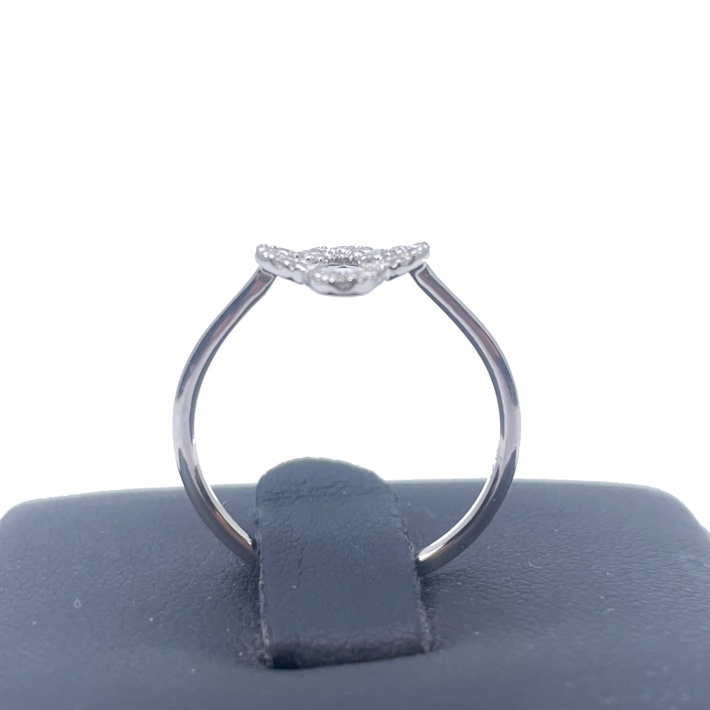 18ct White Gold 0.18ct Natural Diamond Pave Open Quatrefoil Flower Ring