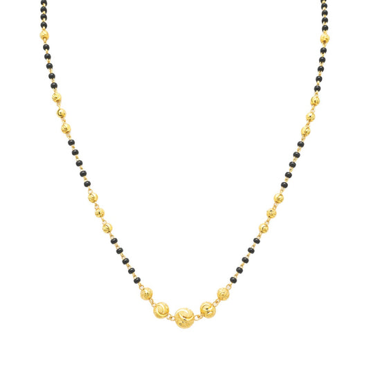 22ct Yellow Gold Diamond Cut Beaded Mangalsutra Necklace 18.5