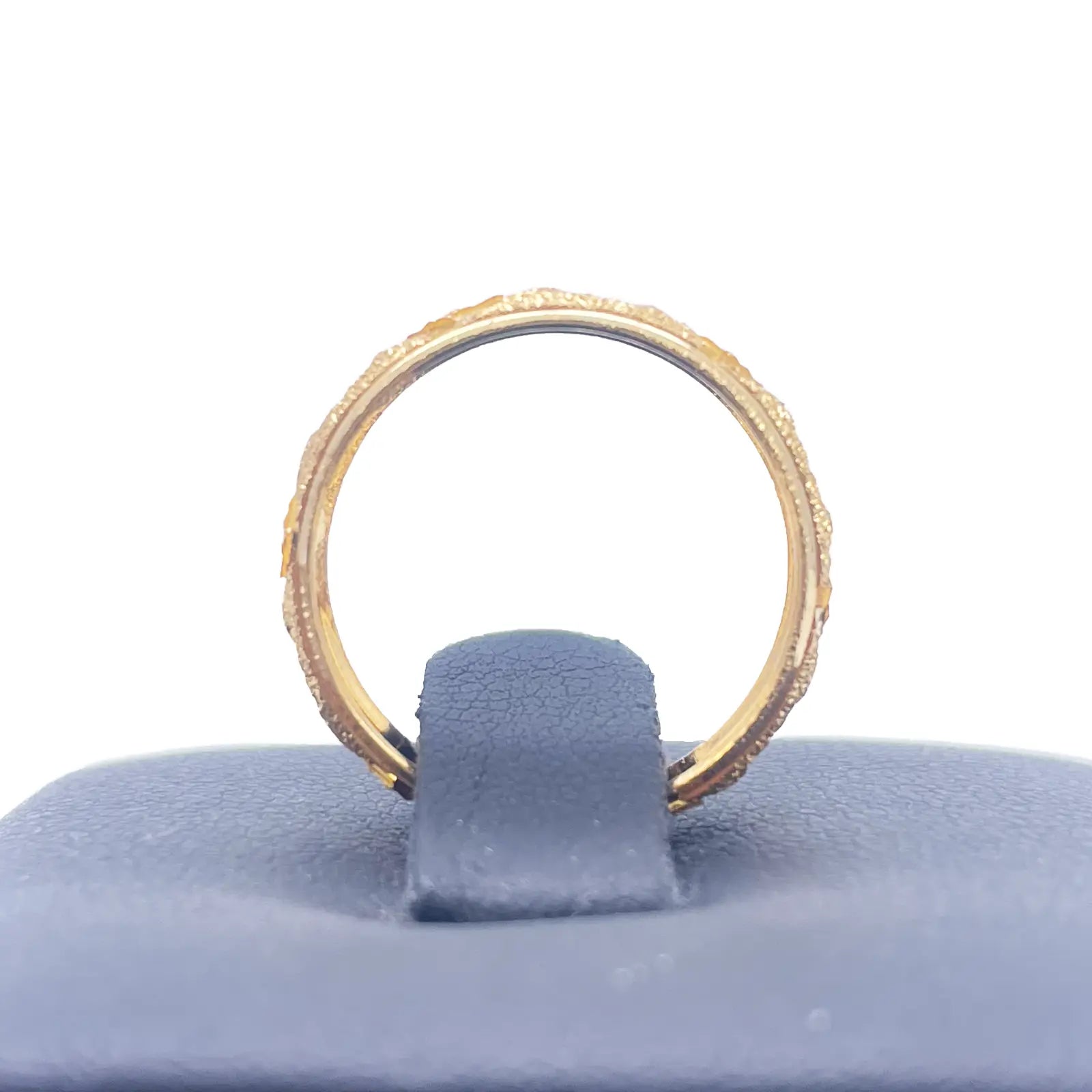 22ct Yellow Gold Textured & High Polished Edge Diamond Cut Stackable Band 4.6mm 