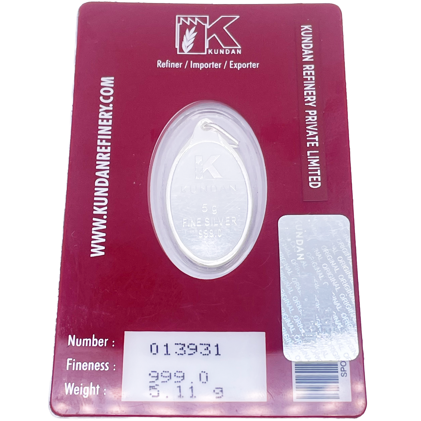 999.9 Pure Silver 5 Grams Coloured Shankar / Shiva Pendant Sealed Pack