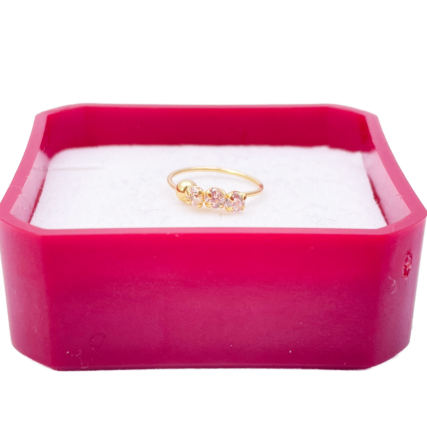 22ct Gold Tiny Cubic Zirconia Nose Ring Hoop Huggie 9mm