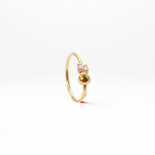 22ct Gold Tiny Cubic Zirconia Nose Ring Hoop Huggie 8.8mm