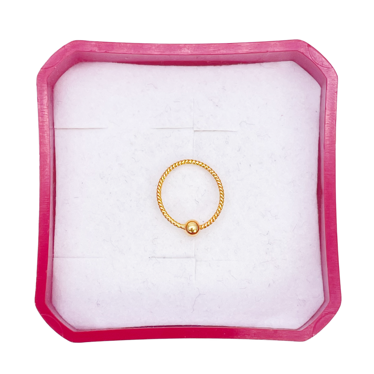 22ct Yellow Gold Tiny Rope Dainty Nose Ring Huggie 8mm Diameter