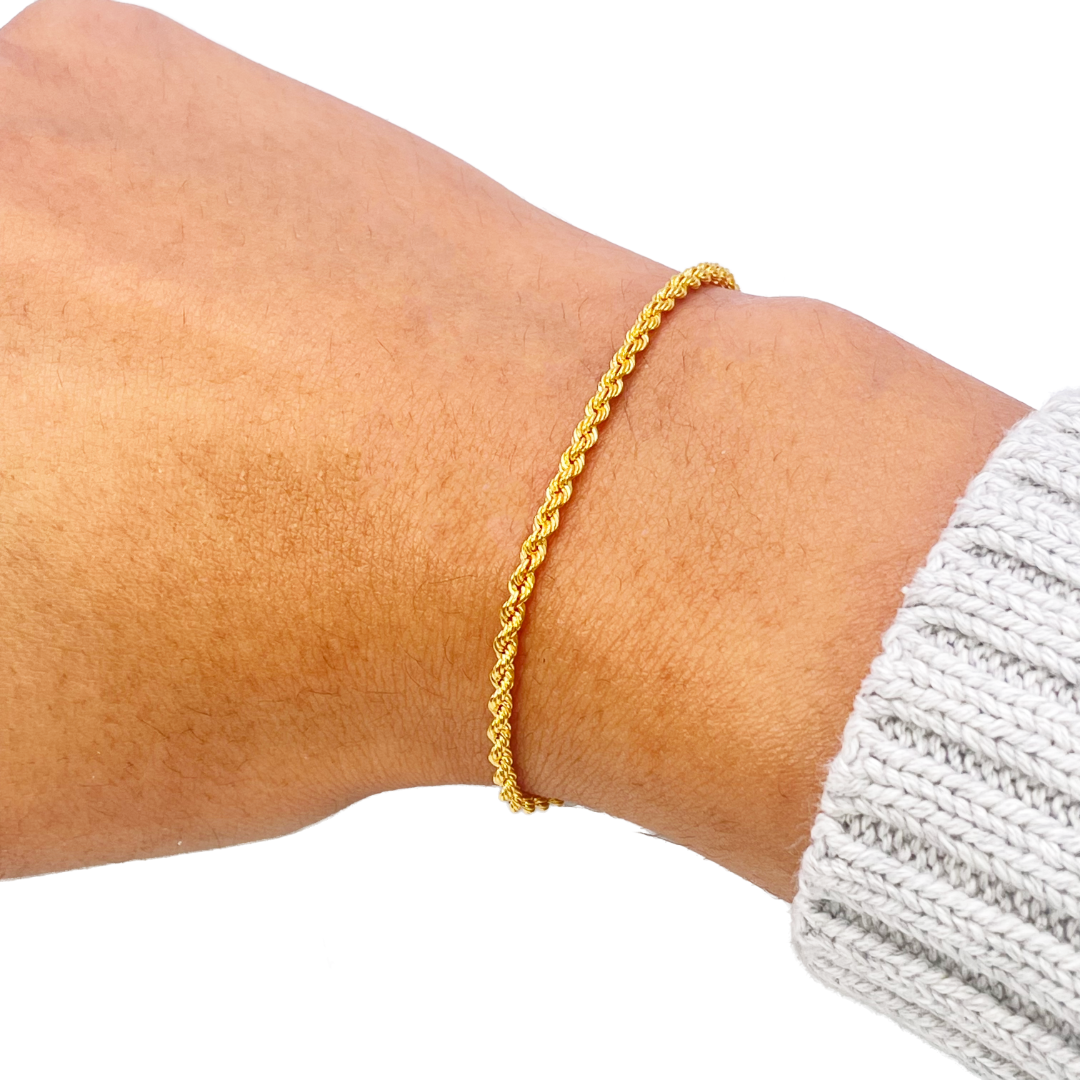 22ct Gold Rope Chain Bracelet Lightweight 7 Inches 2.2 mm