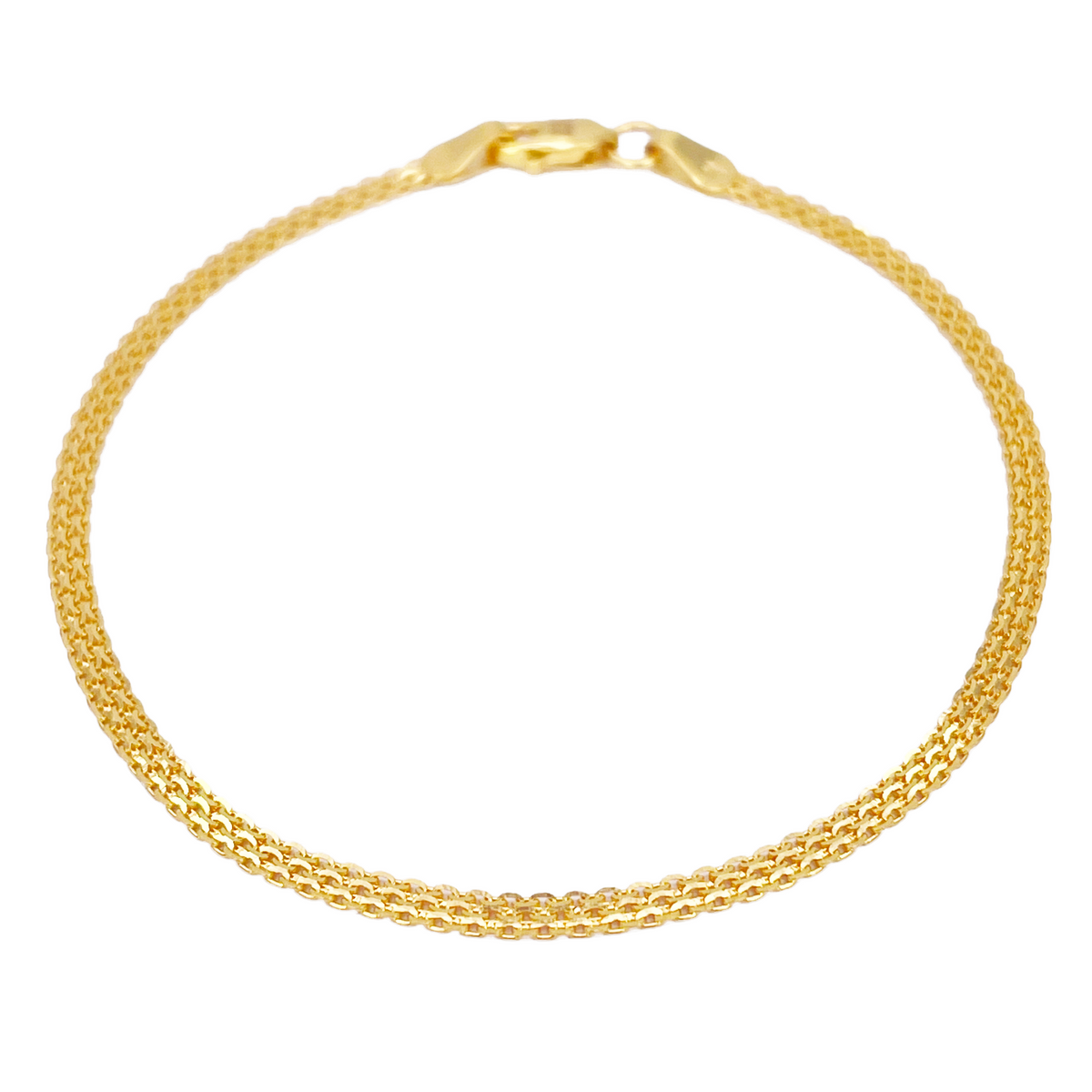 22ct Yellow Gold Flat Bismark Chain Bracelet 7 Inches High-Polished Minimalist