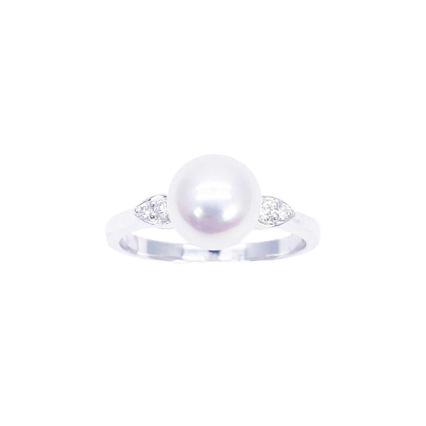 18ct Gold Freshwater Pearl Diamond Ring Natural Round 0.07ct