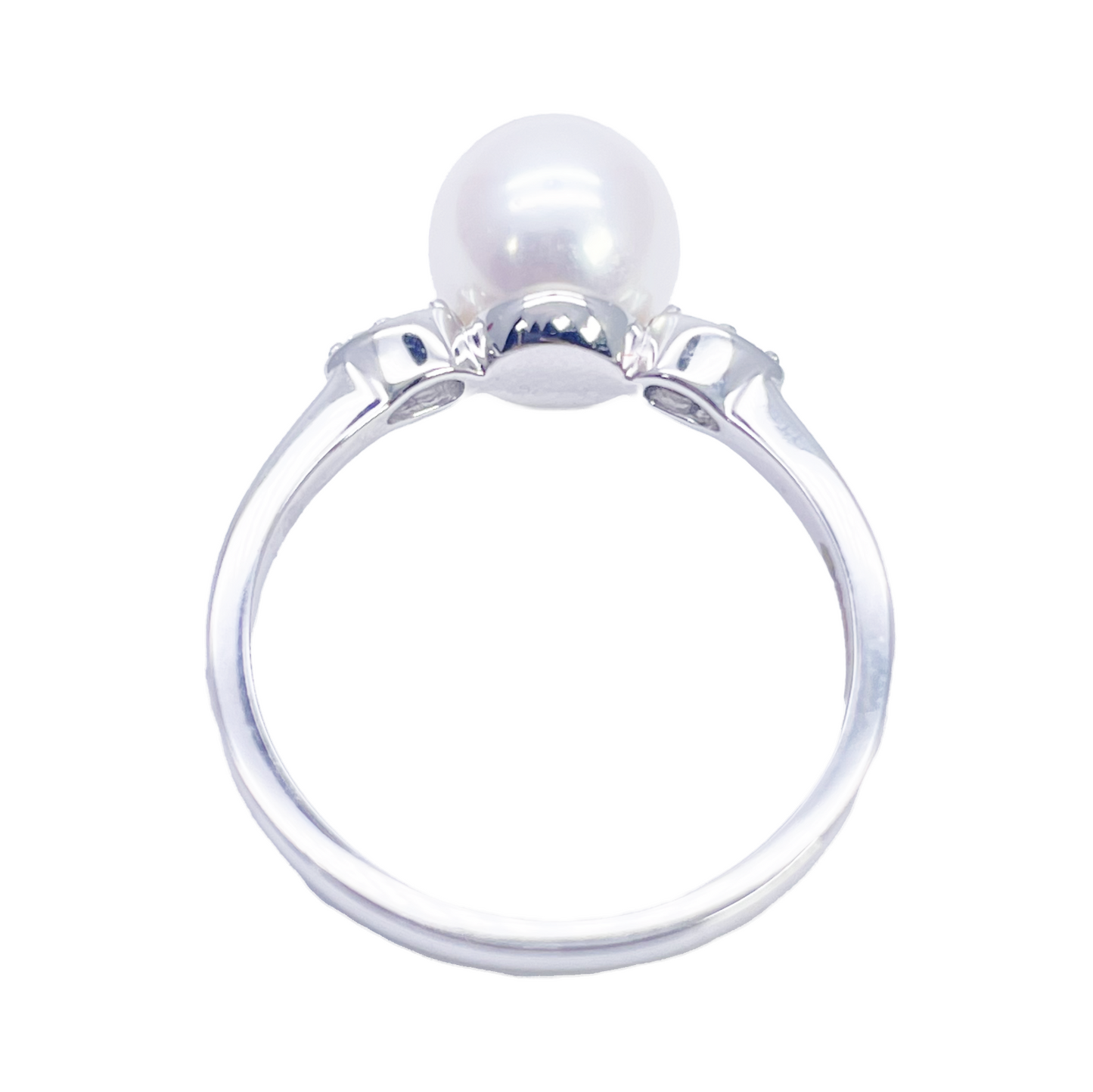18ct Gold Freshwater Pearl Diamond Ring Natural Round 0.07ct