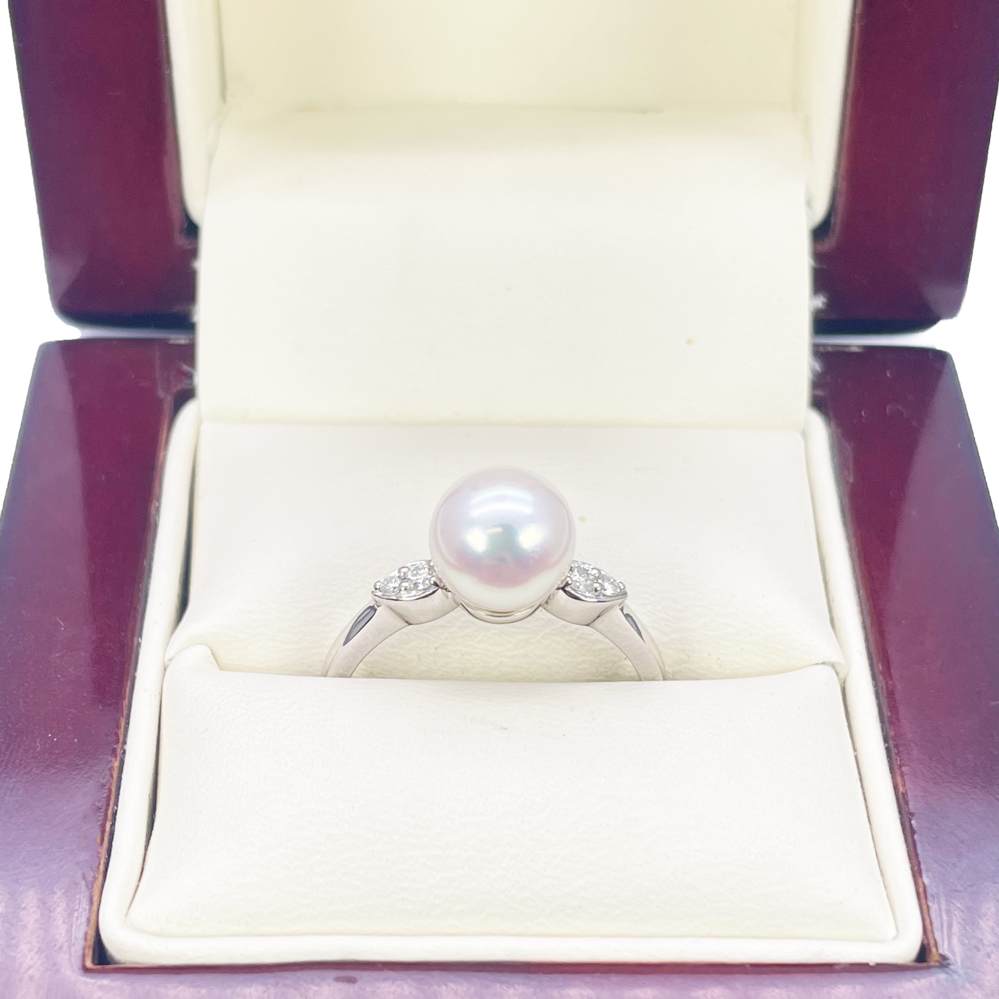 18ct Gold Freshwater Pearl Diamond Ring Natural Round 0.07ct