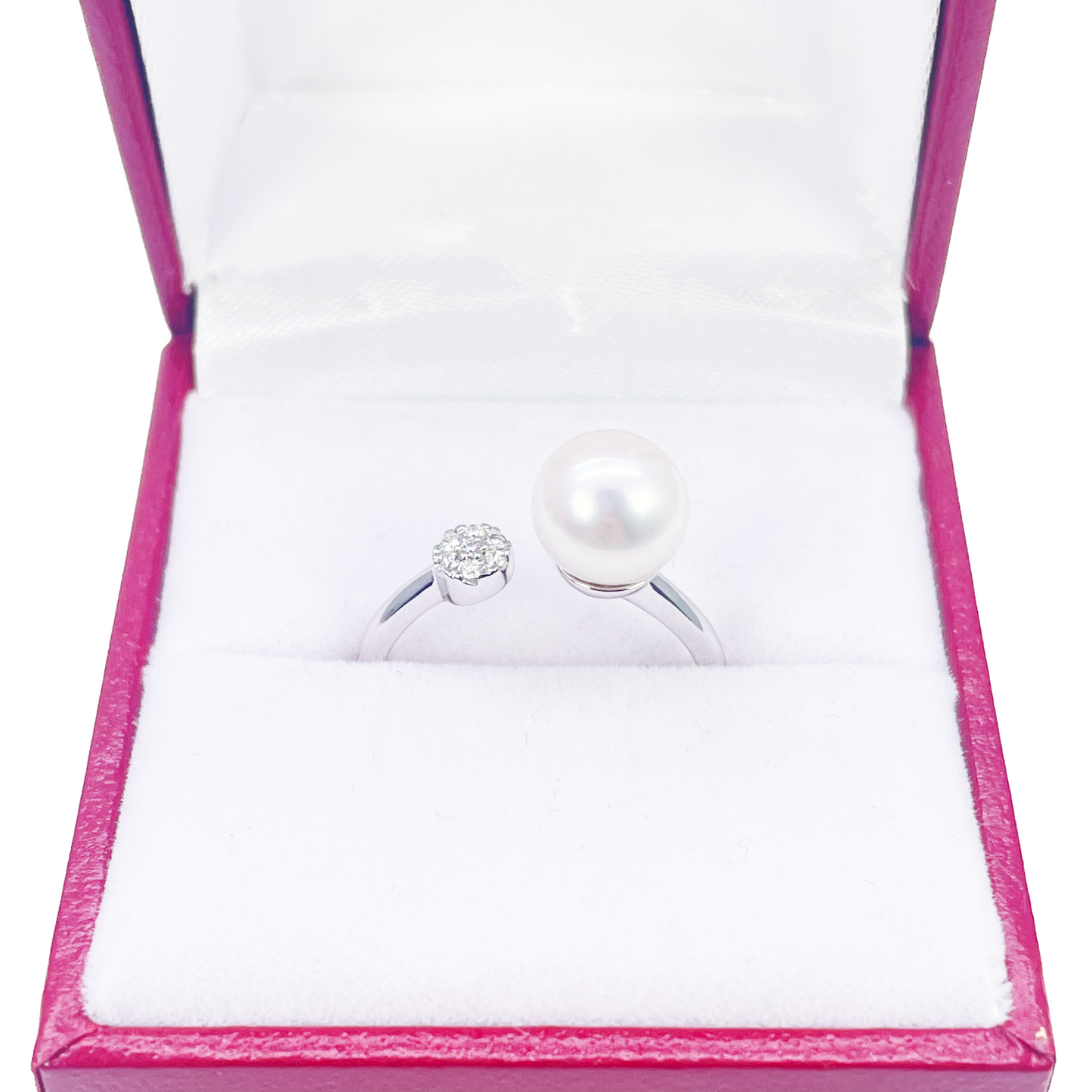 18ct Gold Freshwater Pearl Diamond Ring Natural Round 0.05ct