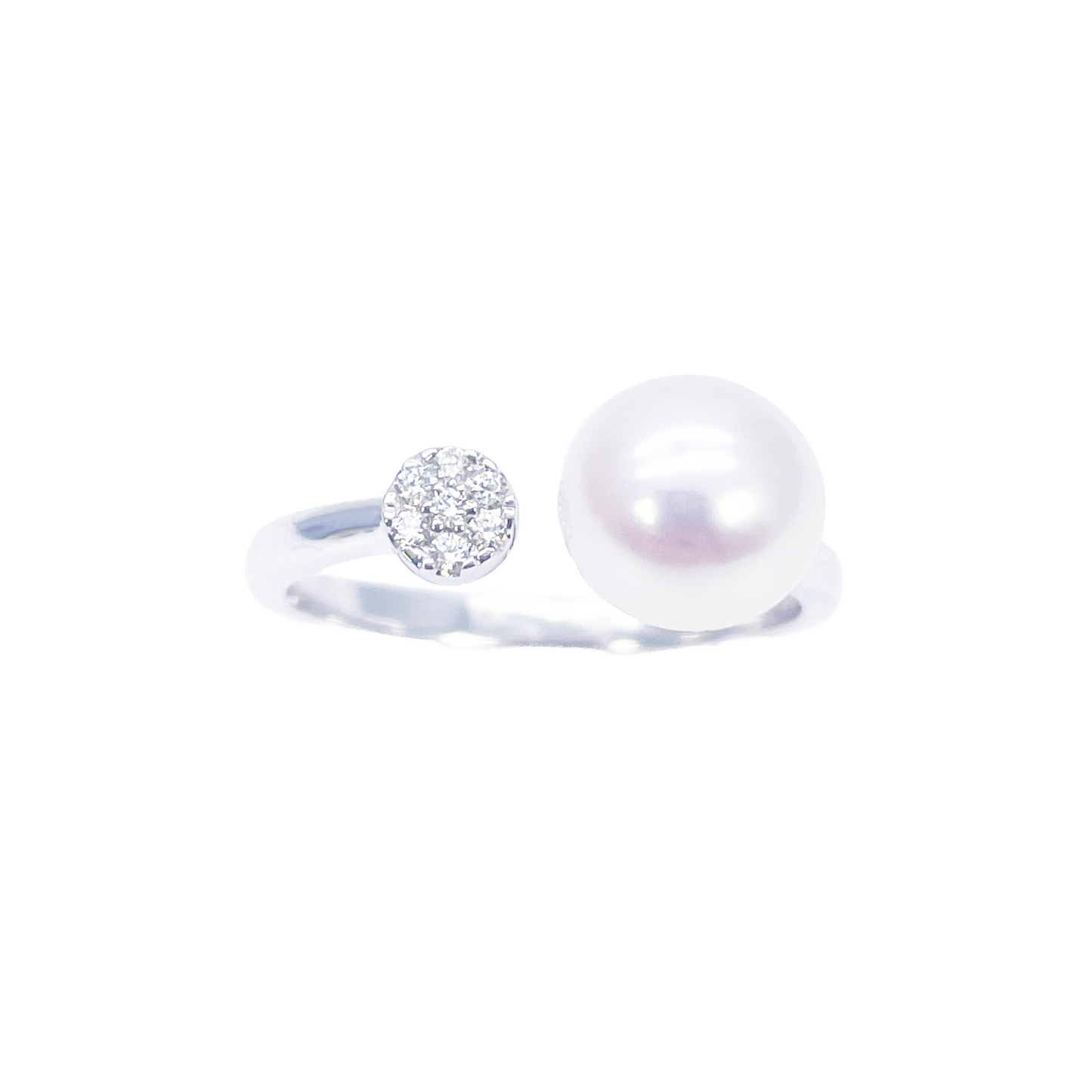 18ct Gold Freshwater Pearl Diamond Ring Natural Round 0.05ct
