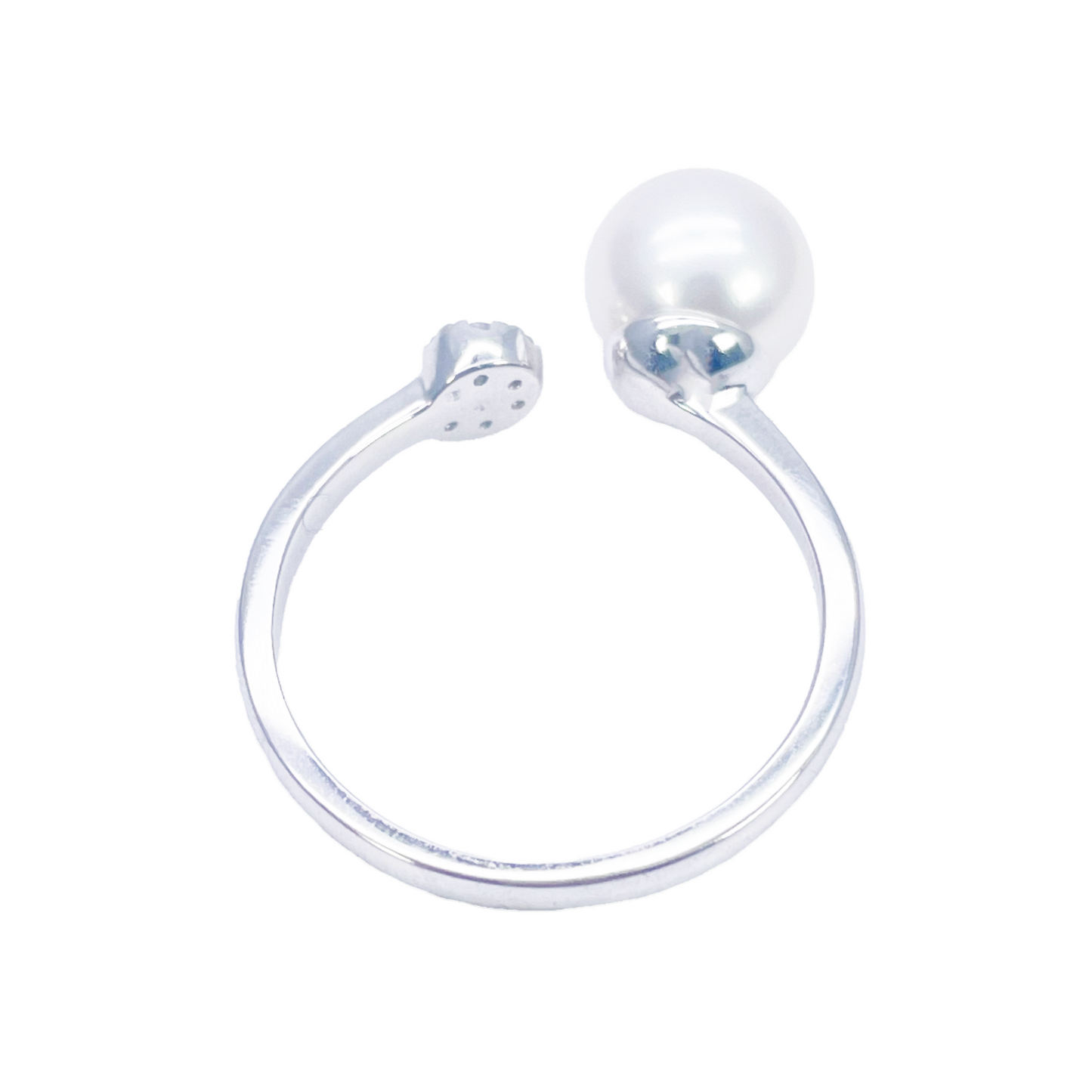 18ct Gold Freshwater Pearl Diamond Ring Natural Round 0.05ct
